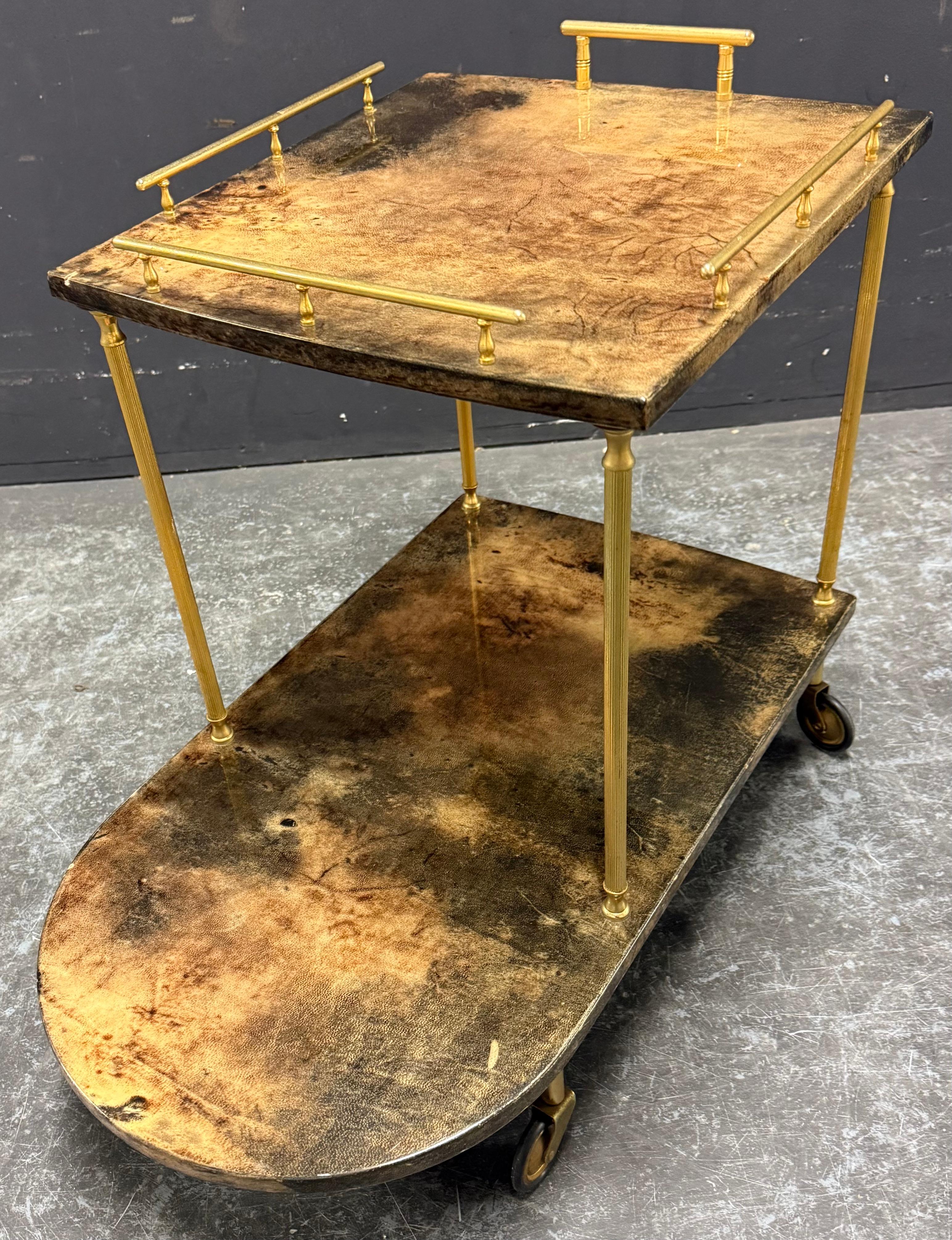 chariot à provisions unique d'Aldo Tura / fabrication spéciale en vente 2