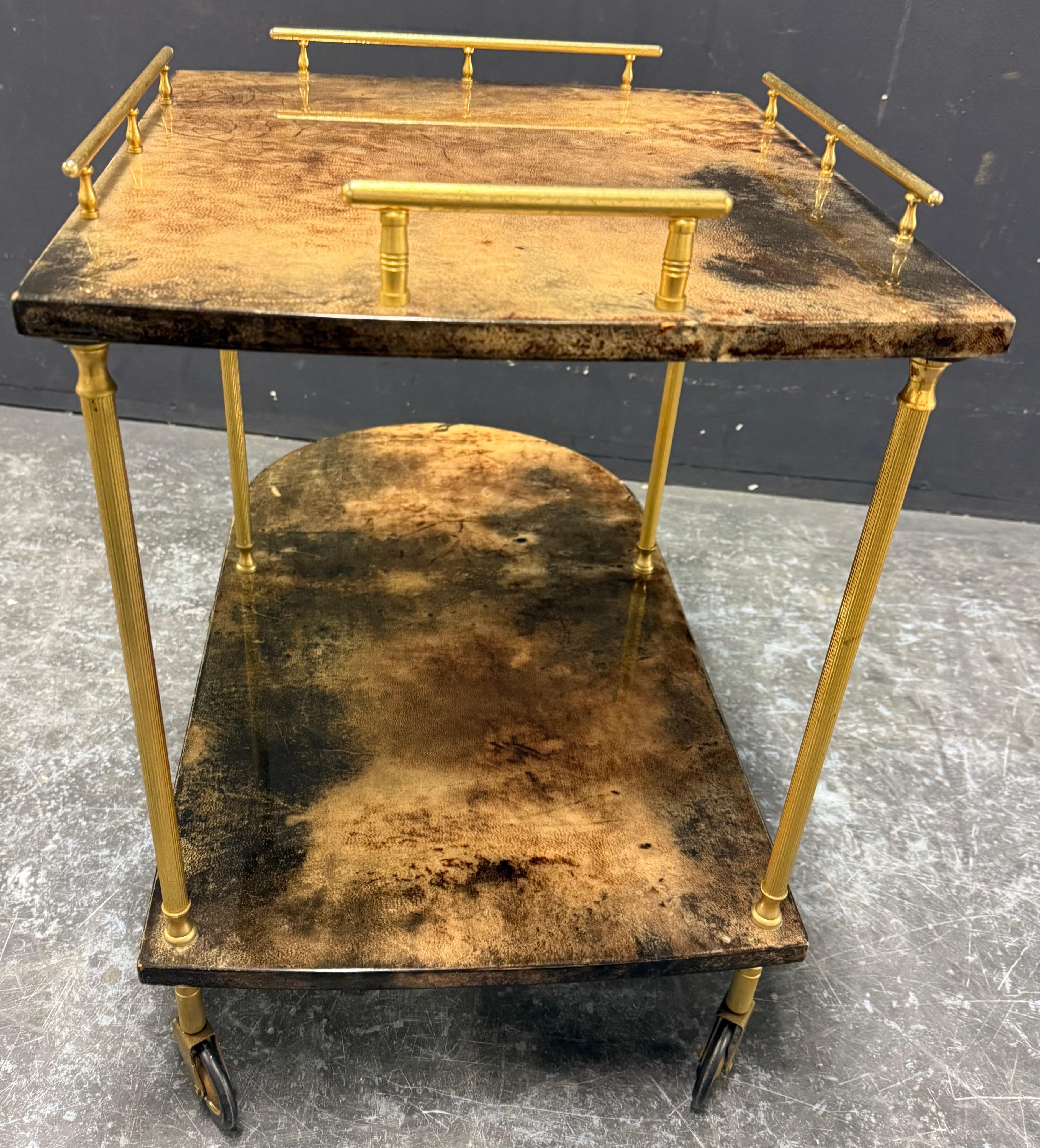 chariot à provisions unique d'Aldo Tura / fabrication spéciale en vente 3