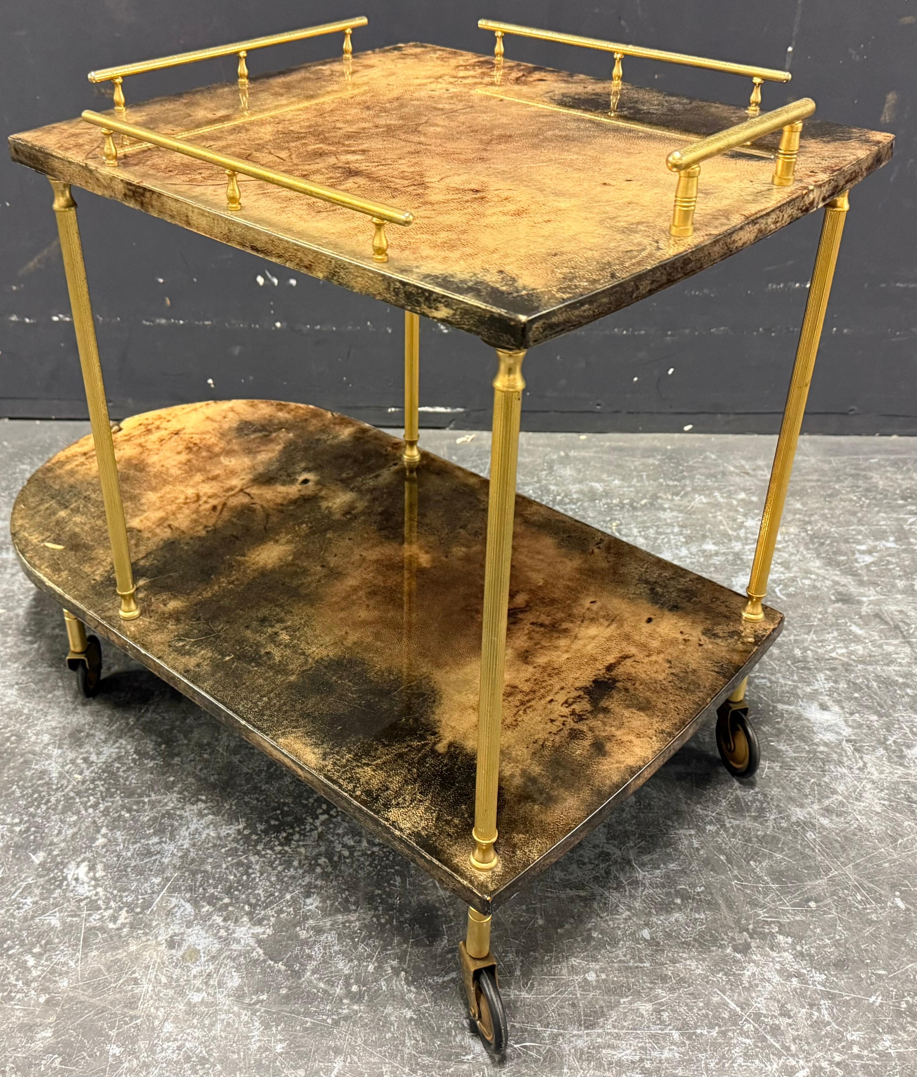 Mid-Century Modern chariot à provisions unique d'Aldo Tura / fabrication spéciale en vente