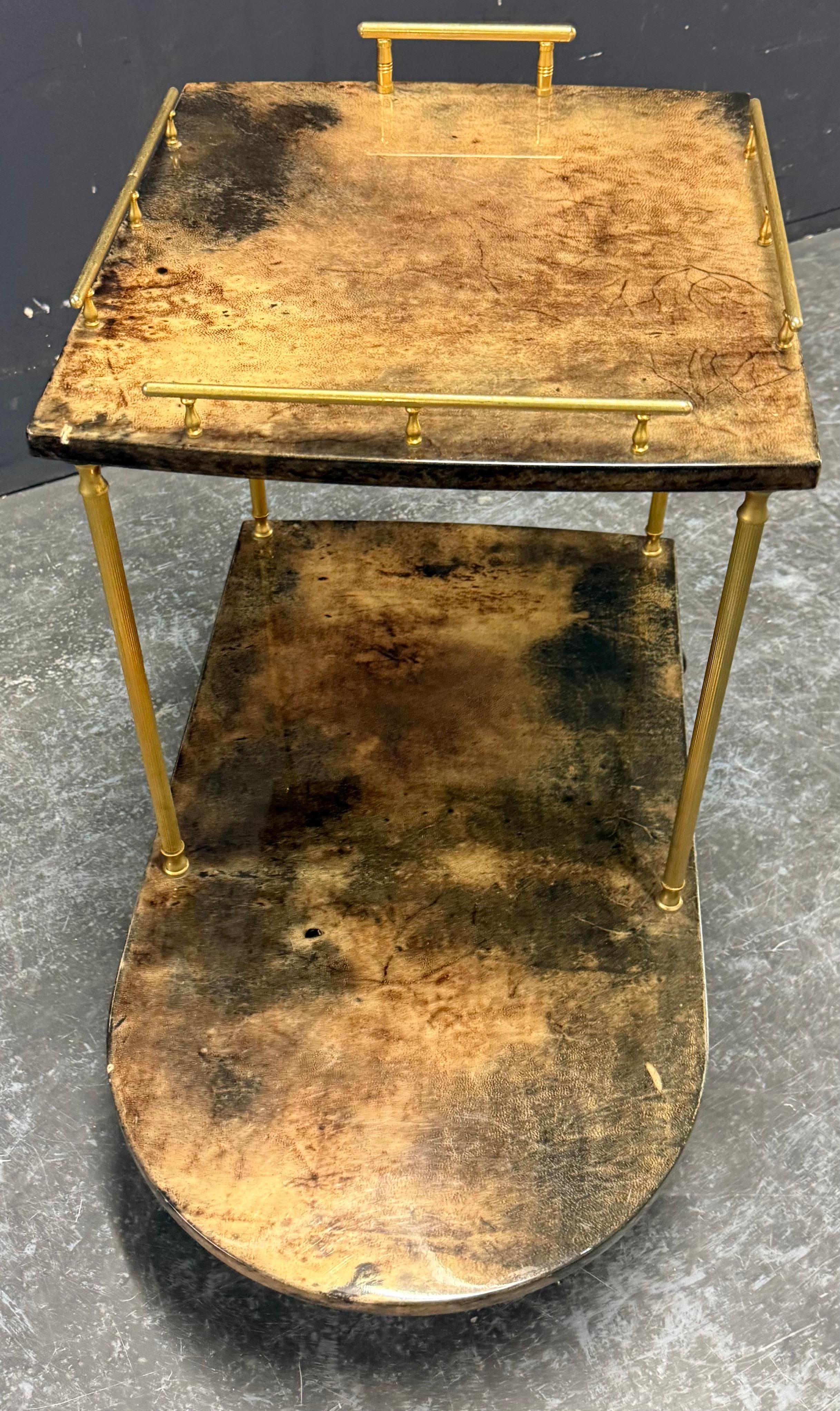 chariot à provisions unique d'Aldo Tura / fabrication spéciale Bon état - En vente à Munich, DE