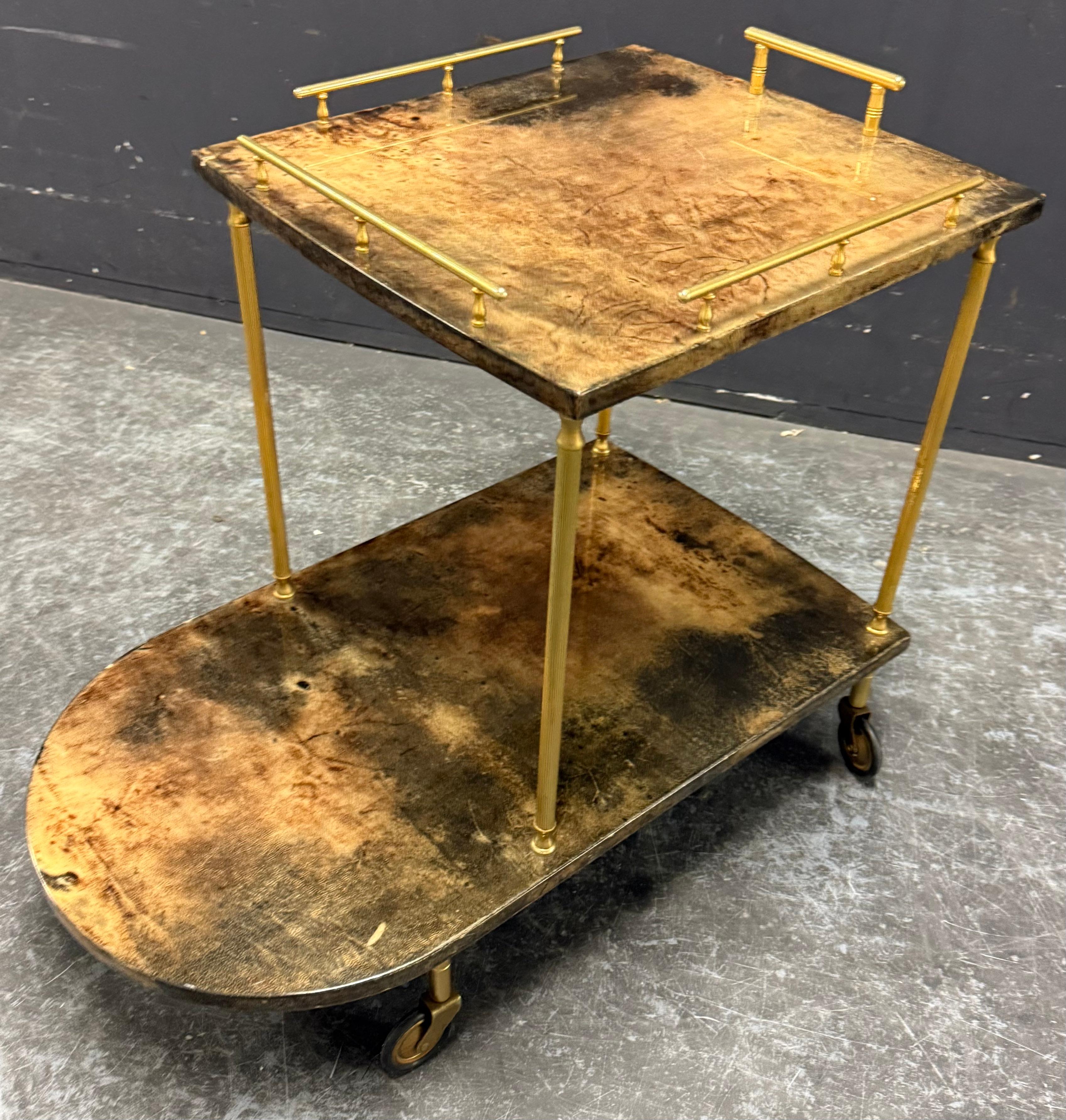 Milieu du XXe siècle chariot à provisions unique d'Aldo Tura / fabrication spéciale en vente