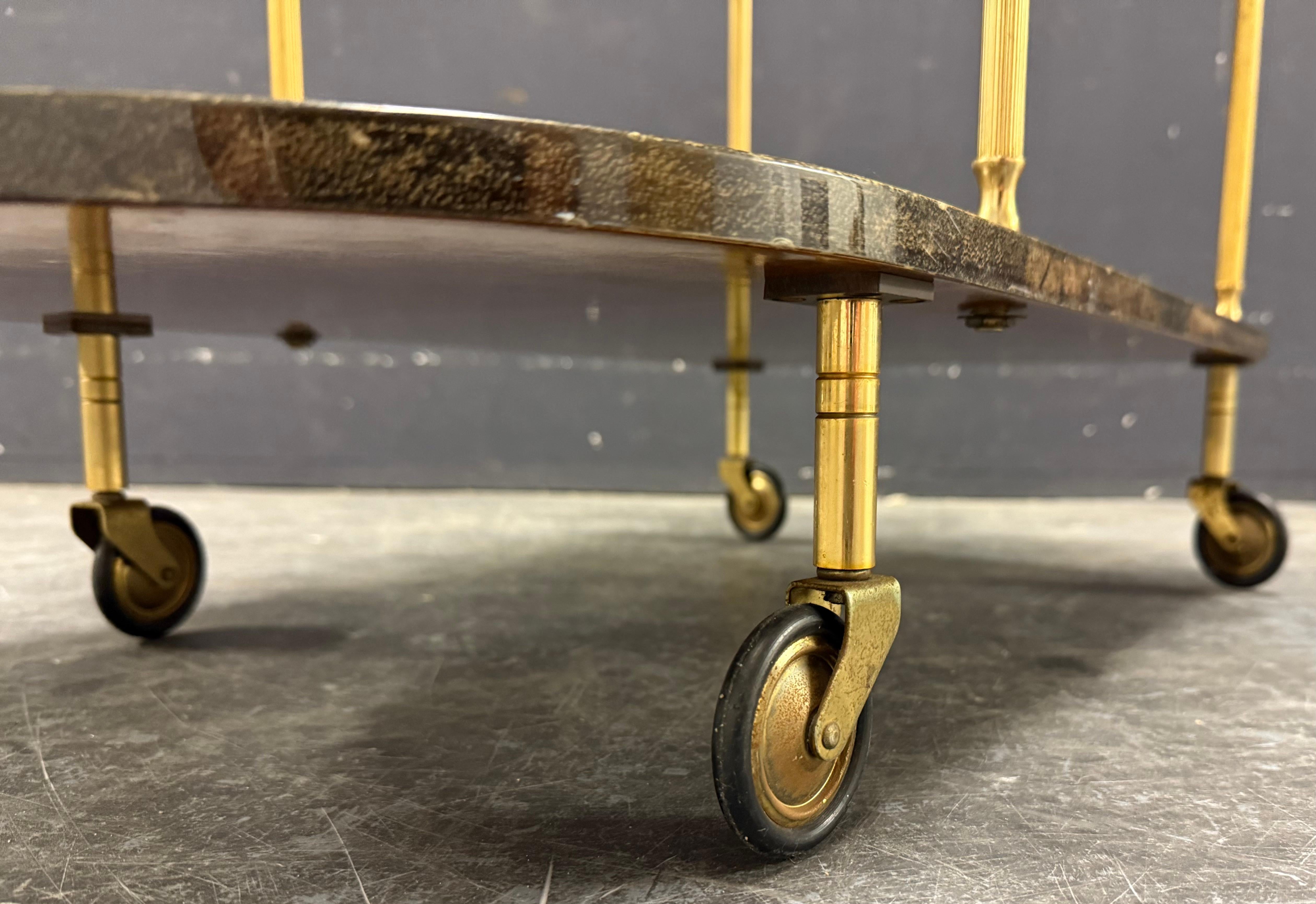 Métal chariot à provisions unique d'Aldo Tura / fabrication spéciale en vente