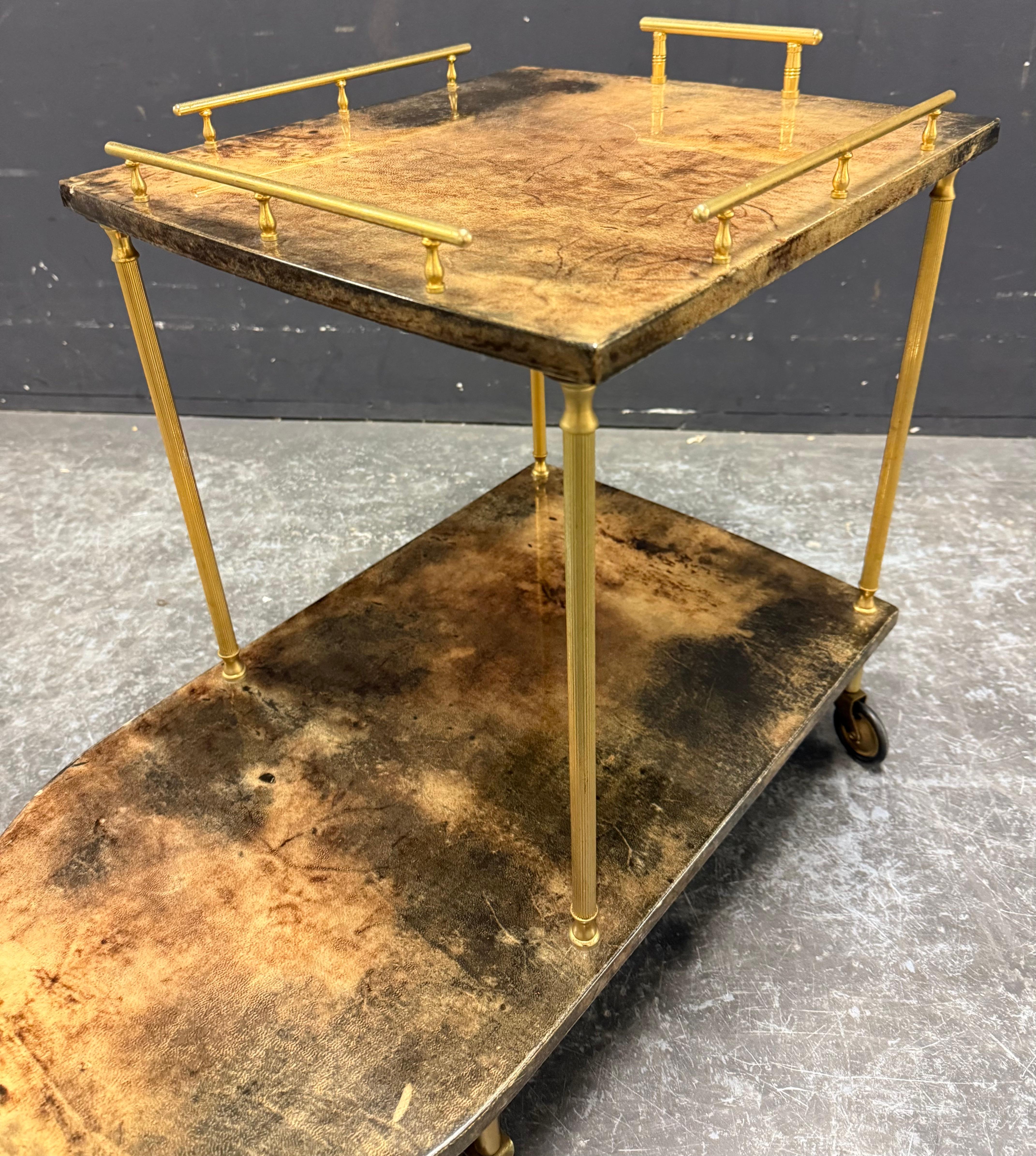 chariot à provisions unique d'Aldo Tura / fabrication spéciale en vente 1