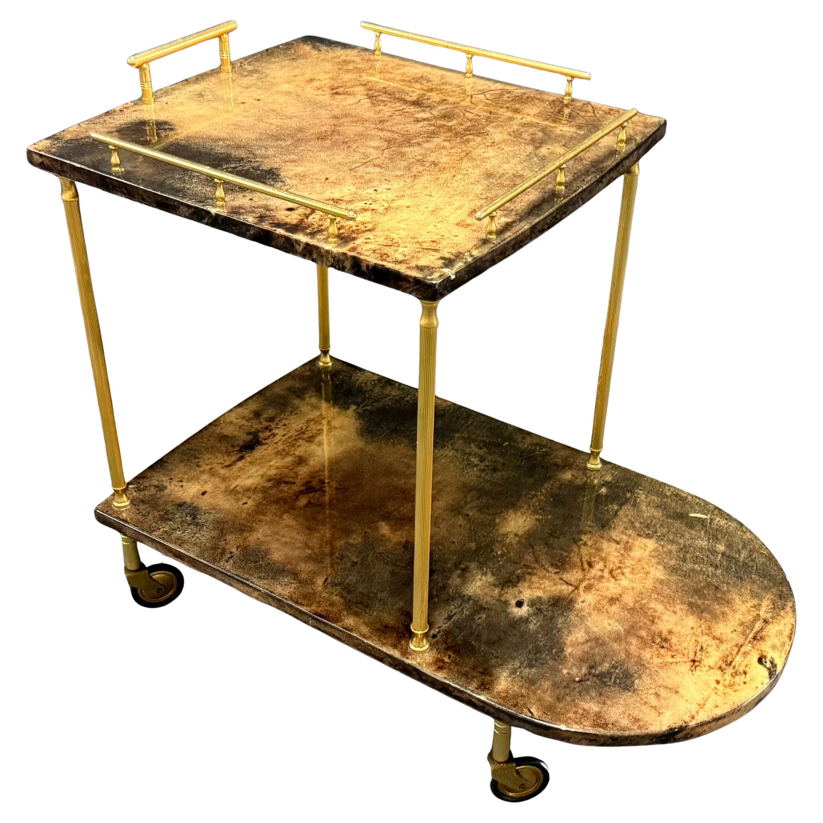 chariot à provisions unique d'Aldo Tura / fabrication spéciale en vente