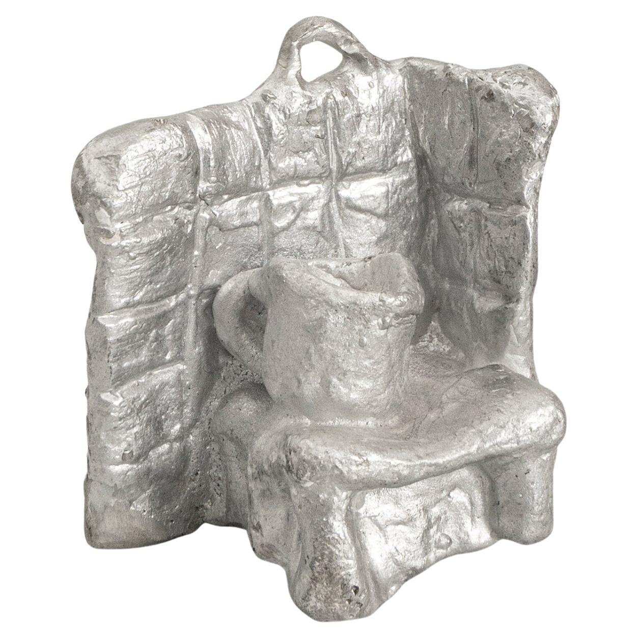 Handmade Aluminium cast wall sculpture depicting Coffee Set I For Sale