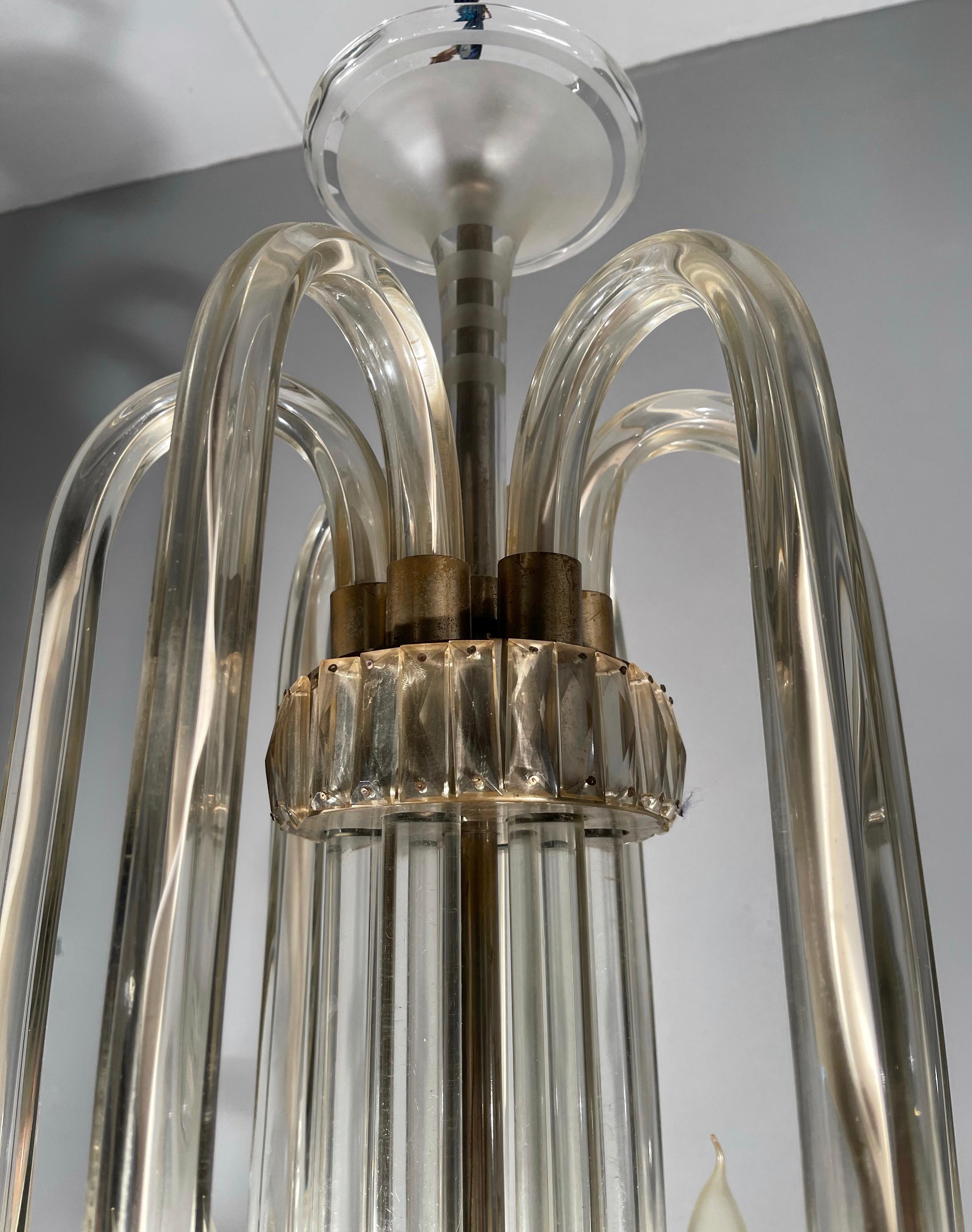 Large & Brilliant Art Deco Murano Art Glass Chandelier Top Design & Top Quality For Sale 6