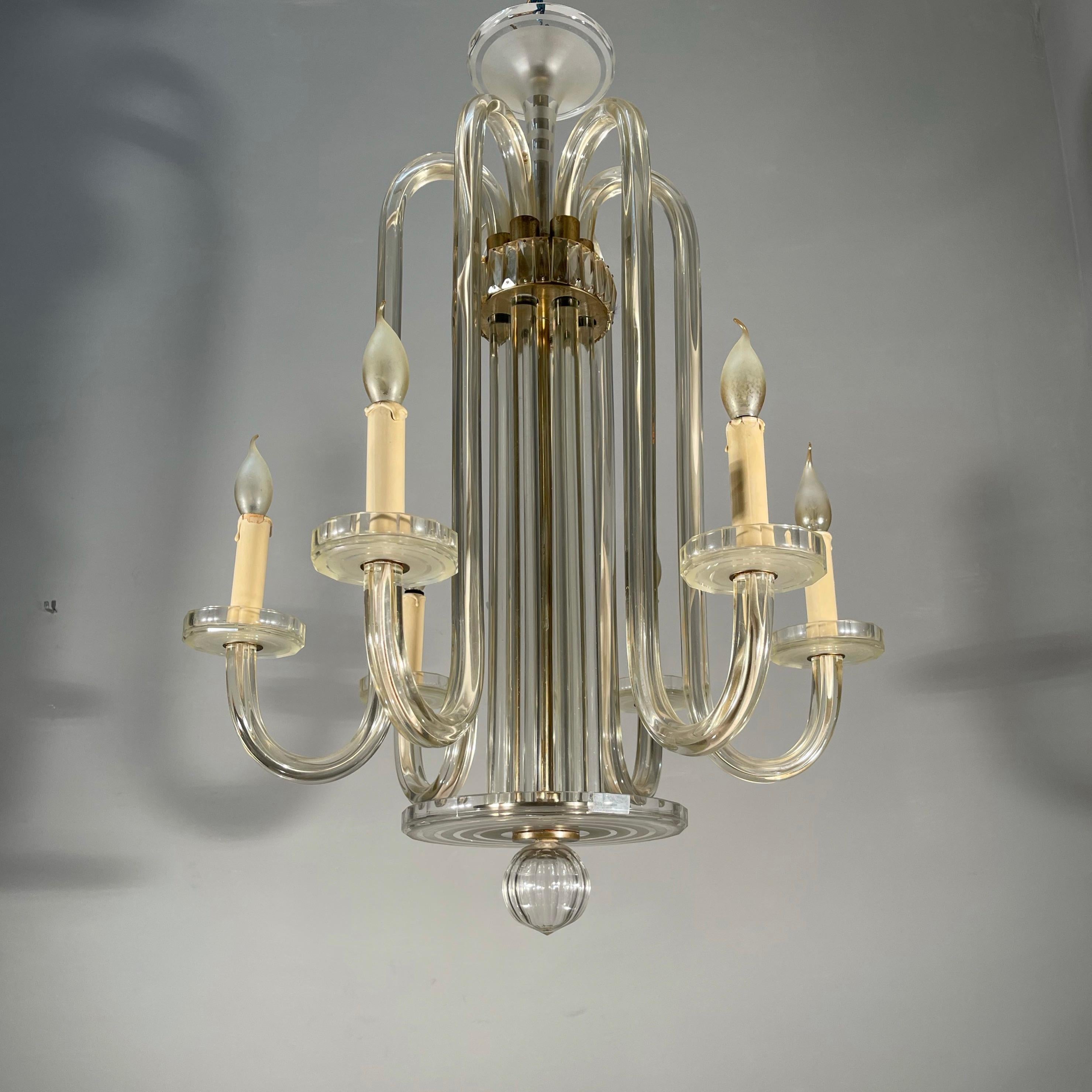 Large & Brilliant Art Deco Murano Art Glass Chandelier Top Design & Top Quality For Sale 9