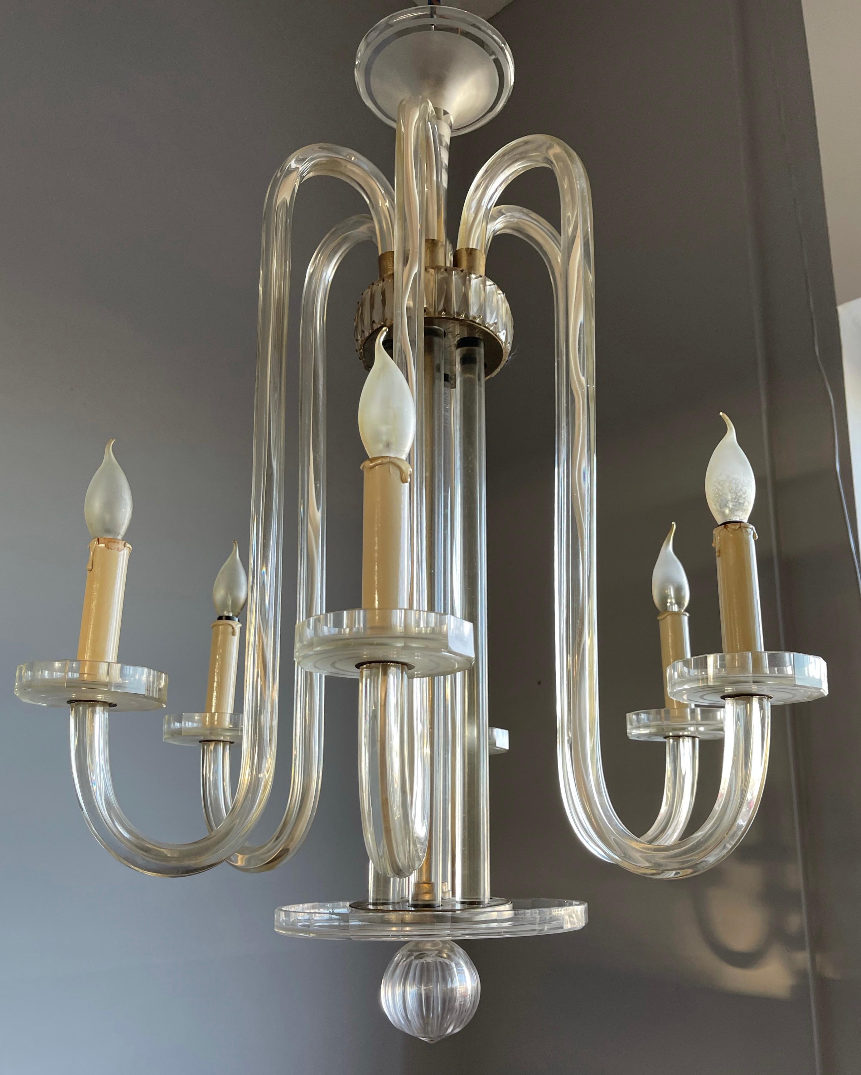 Unique & Brilliant Art Deco Murano Art Glass Chandelier Top Design & Top Quality For Sale 11
