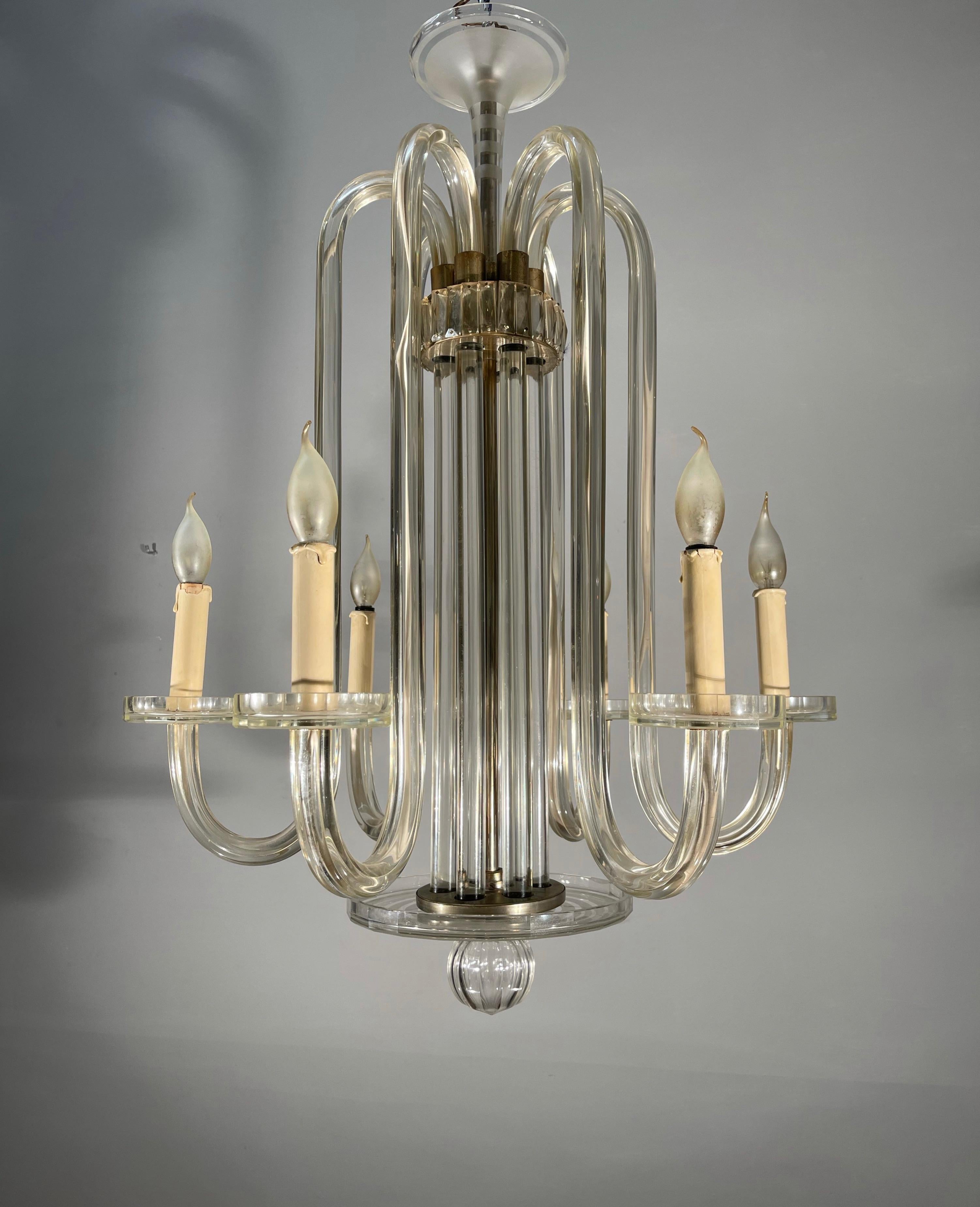 Unique & Brilliant Art Deco Murano Art Glass Chandelier Top Design & Top Quality In Good Condition For Sale In Lisse, NL