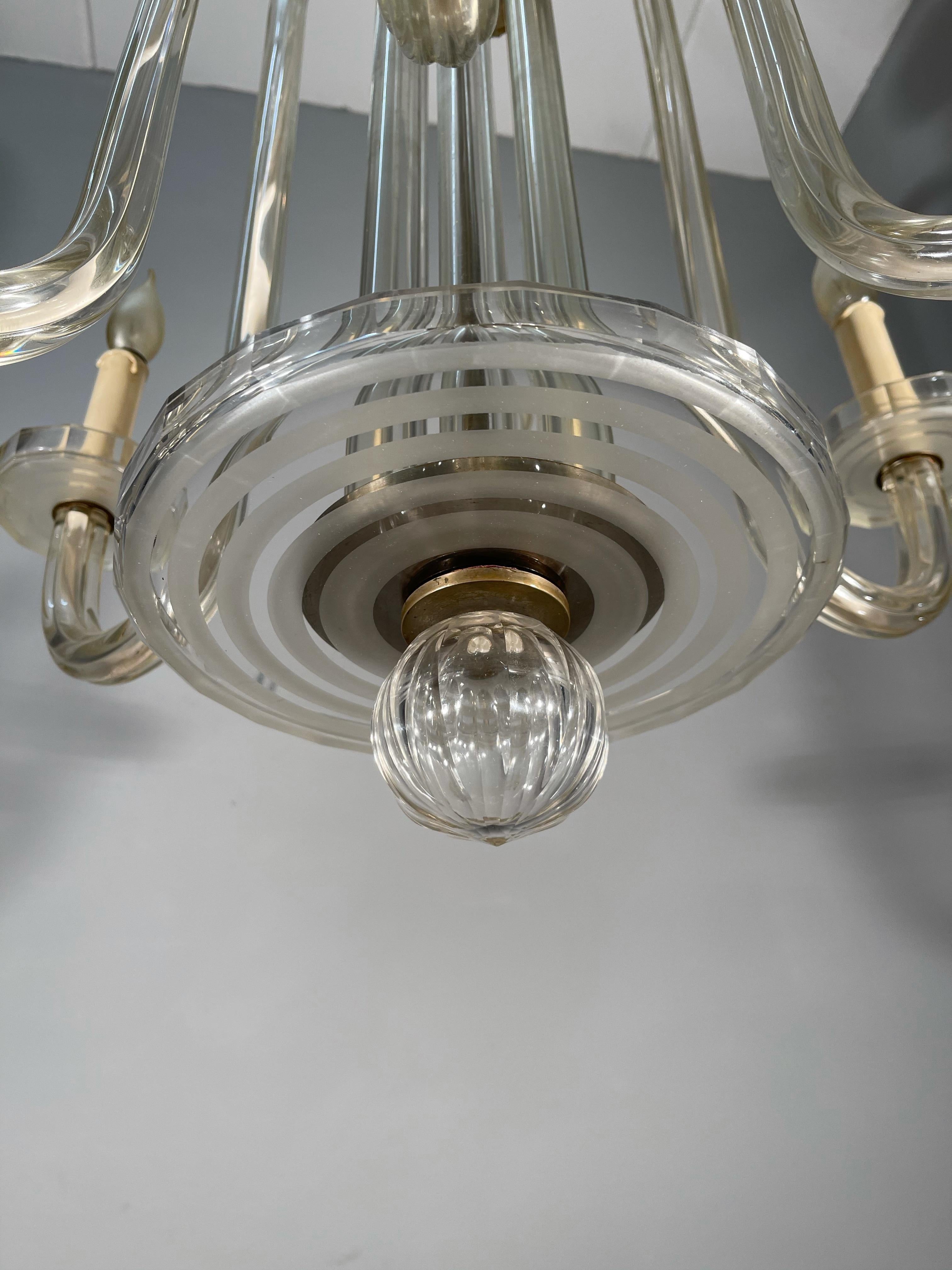 Large & Brilliant Art Deco Murano Art Glass Chandelier Top Design & Top Quality For Sale 3