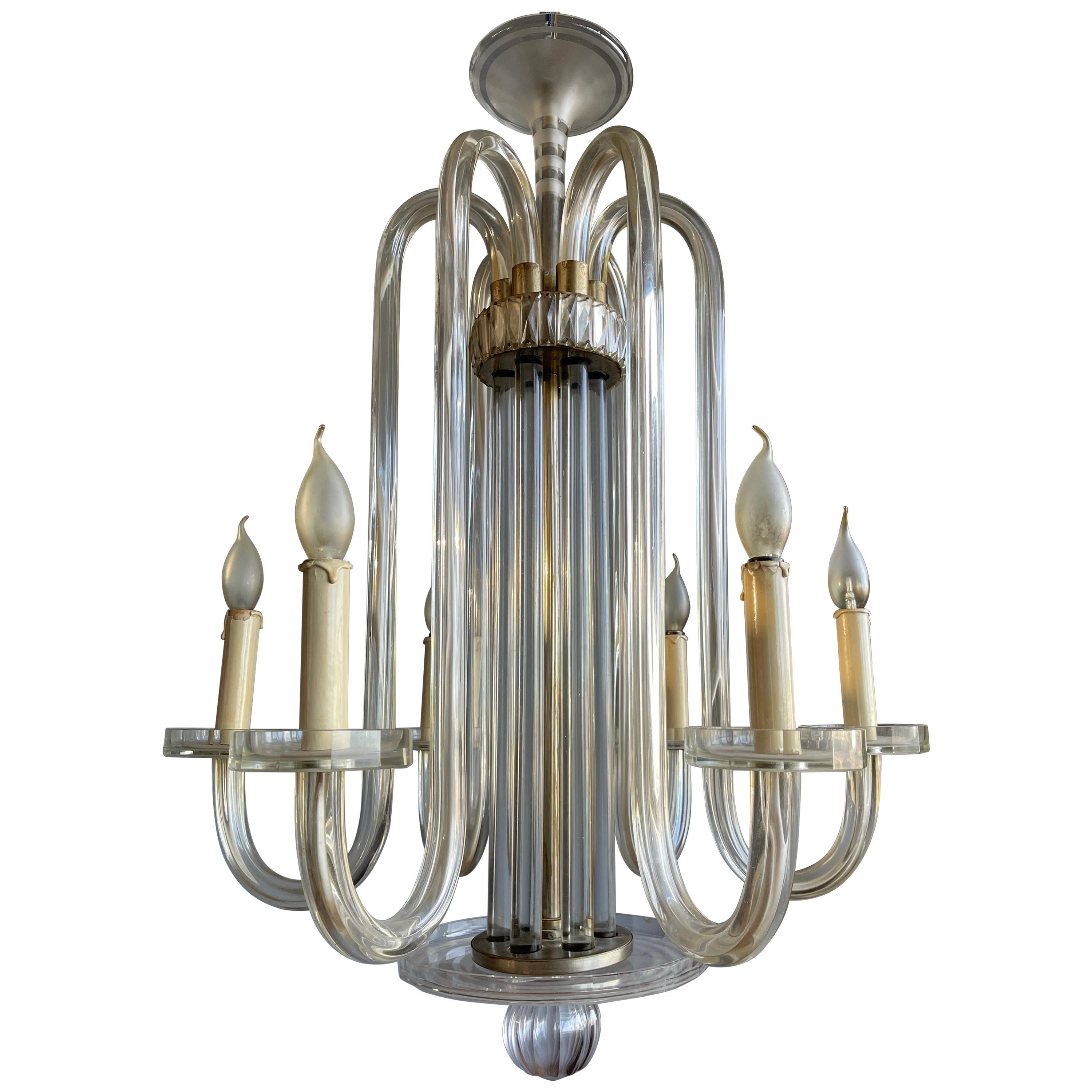 Large & Brilliant Art Deco Murano Art Glass Chandelier Top Design & Top Quality For Sale