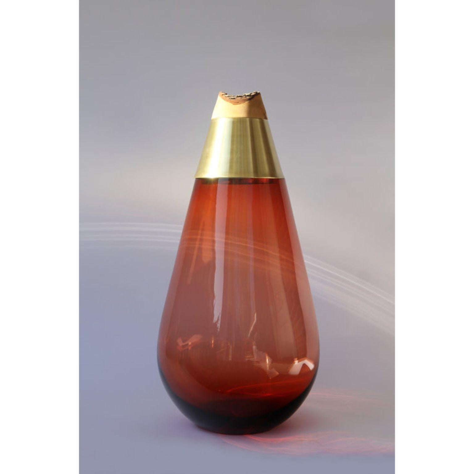 Contemporary Unique Amber and Copper Sculpted Blown Glass, Pia Wüstenberg