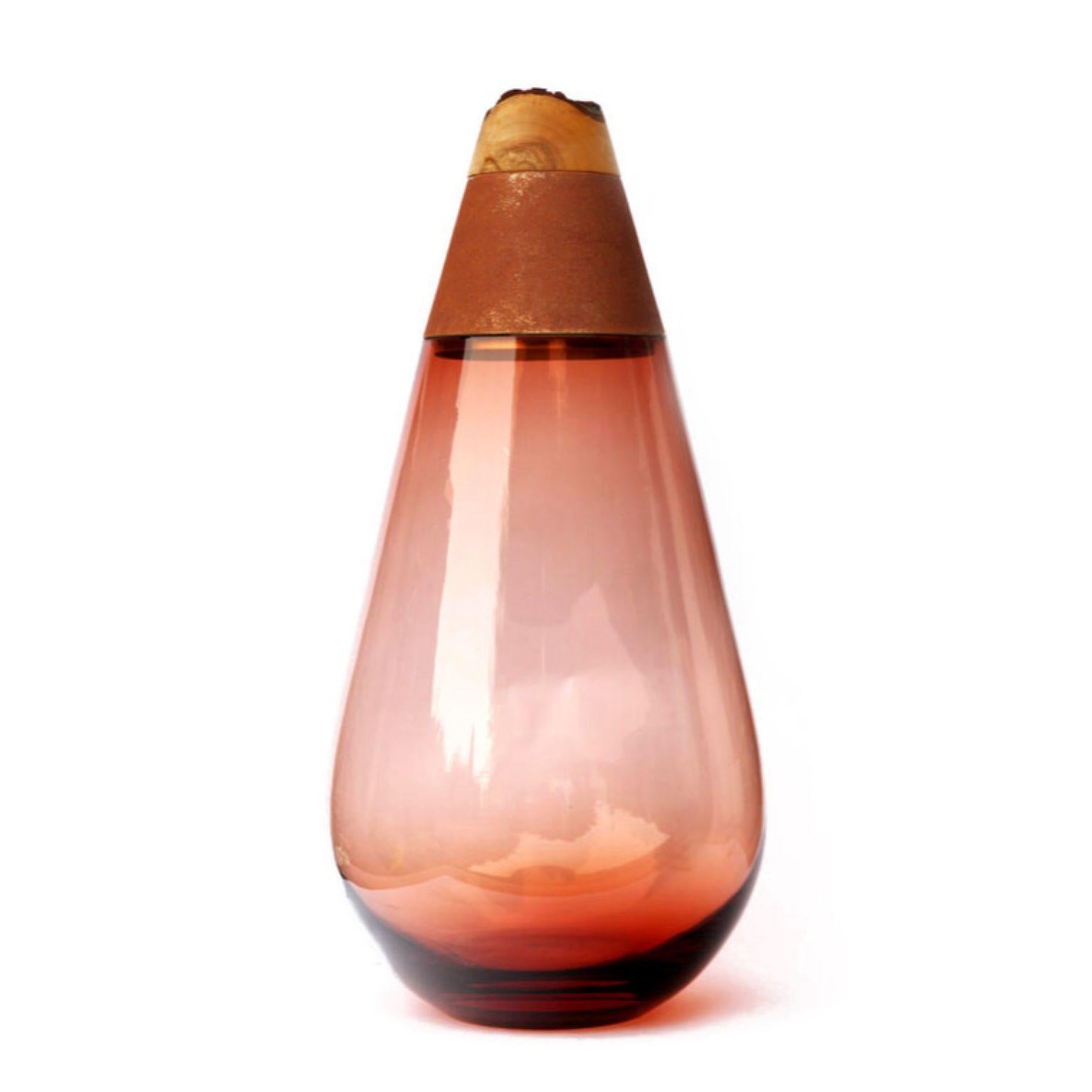 Unique Amber and Copper Sculpted Blown Glass, Pia Wüstenberg 3