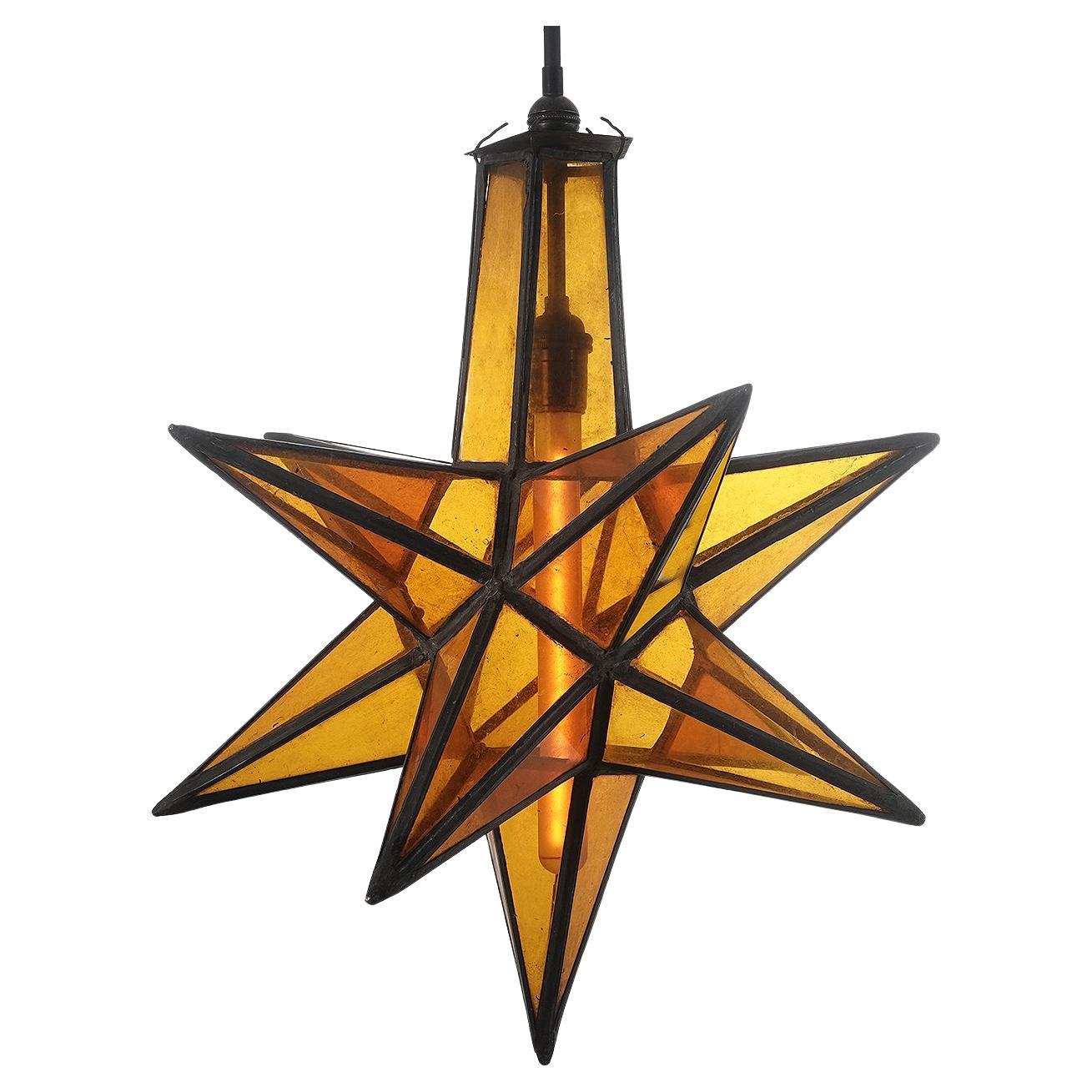 Unique Amber Moravian Star Pendent