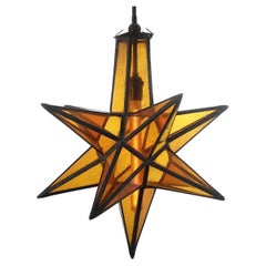 Unique Amber Moravian Star Pendent
