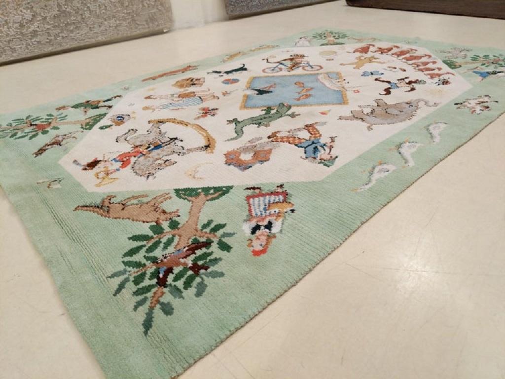 Unique American Art Deco Rug with Grimm Brothers Fairy Tale Characters 6
