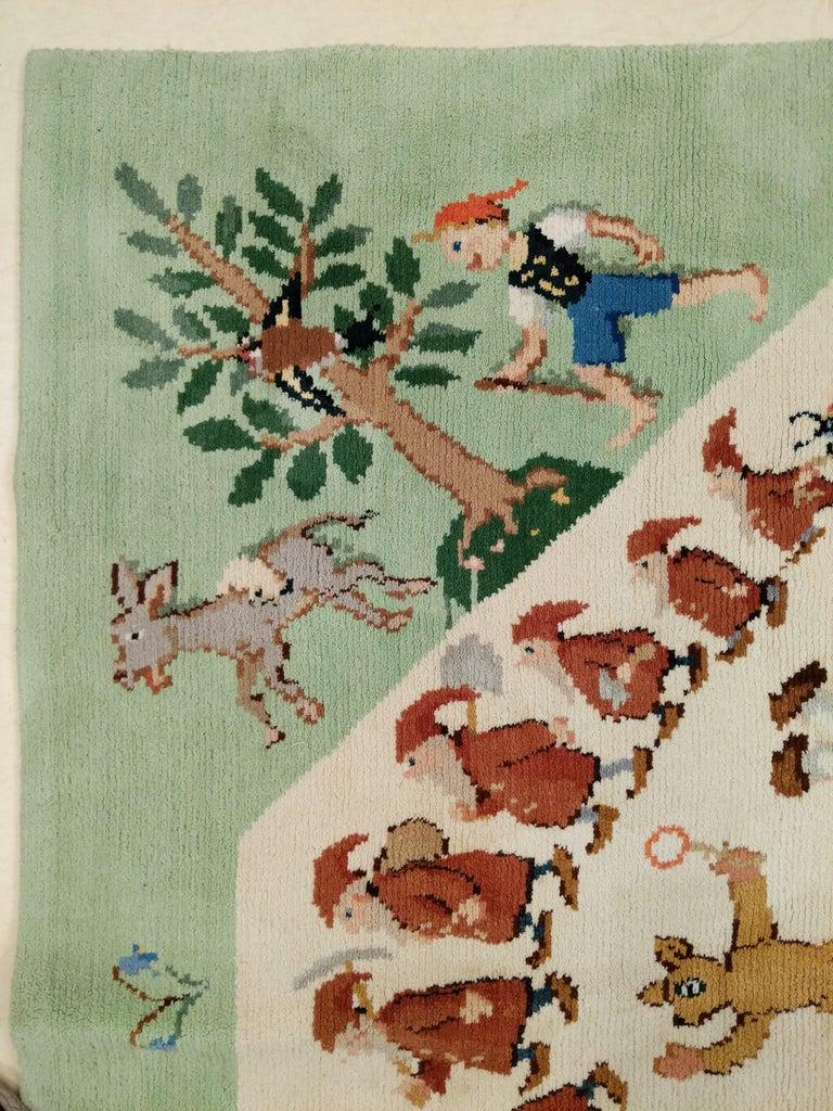 20th Century Unique American Art Deco Rug with Grimm Brothers Fairy Tale Characters