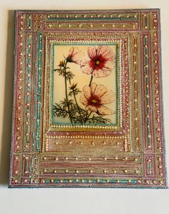 Esclusivo dipinto americano in stile Fliral con collage di perline di Beverly Roberts