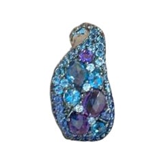 Unique Amethyst Topaz Sapphire White Diamond Designer Lever Back Gold Earrings