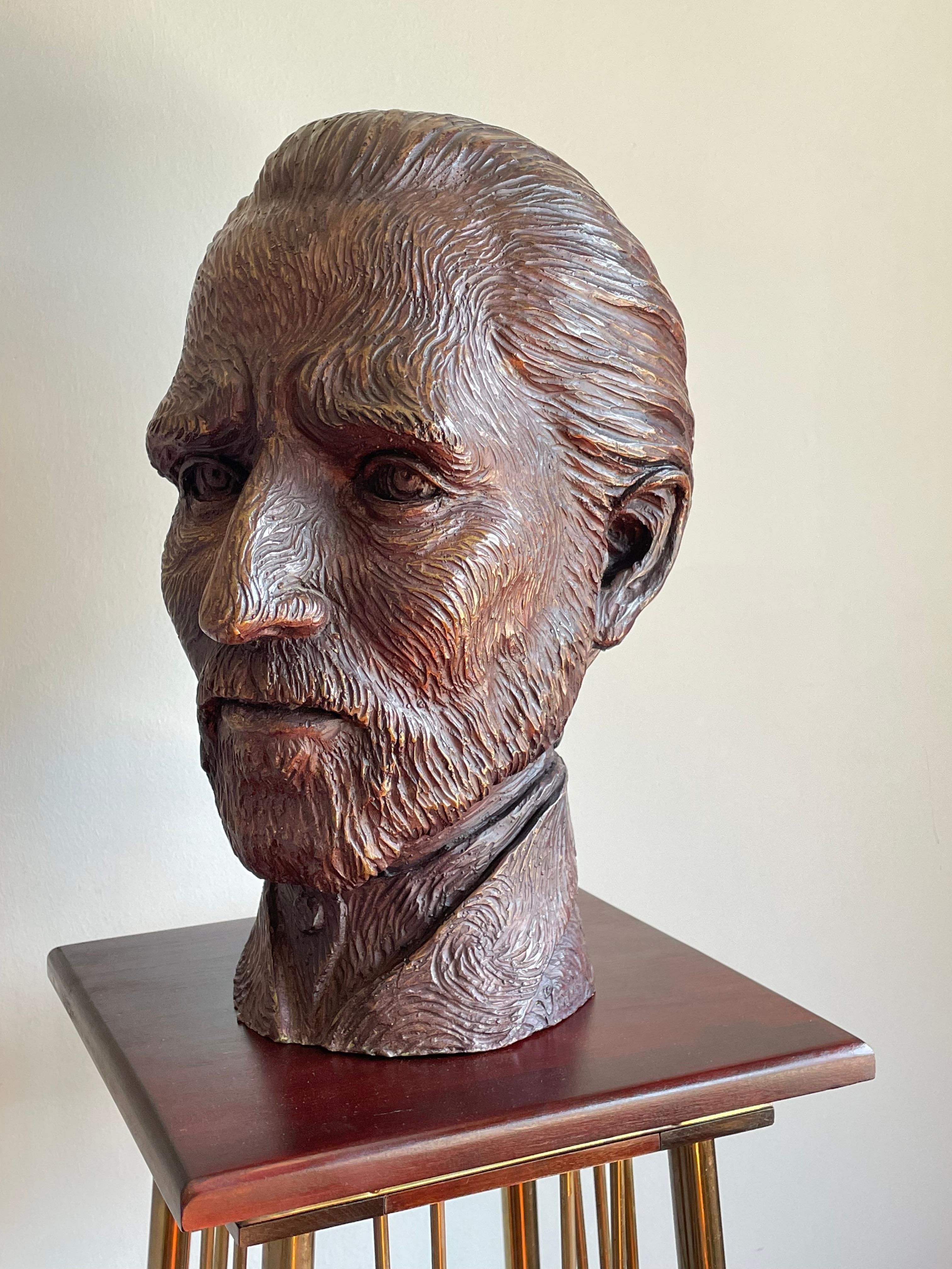Einzigartige und handgefertigte lebensgroße Bronzeskulptur von Vincent van Gogh im Angebot 3