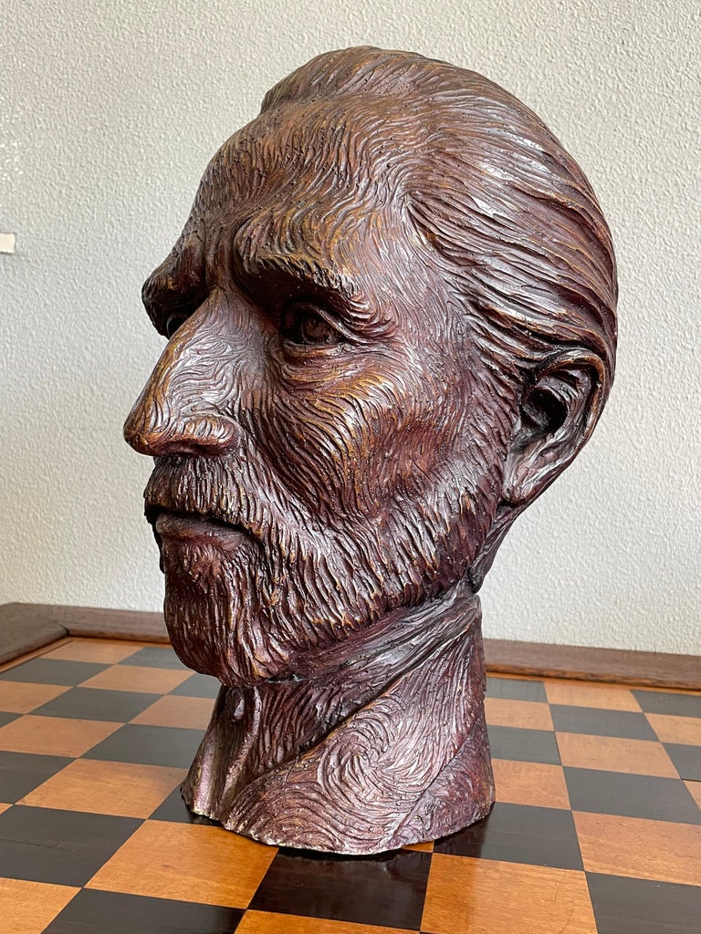 Unique and All Handcrafted Lifesize Vincent van Gogh Bronze Bust Sculpture For Sale 4