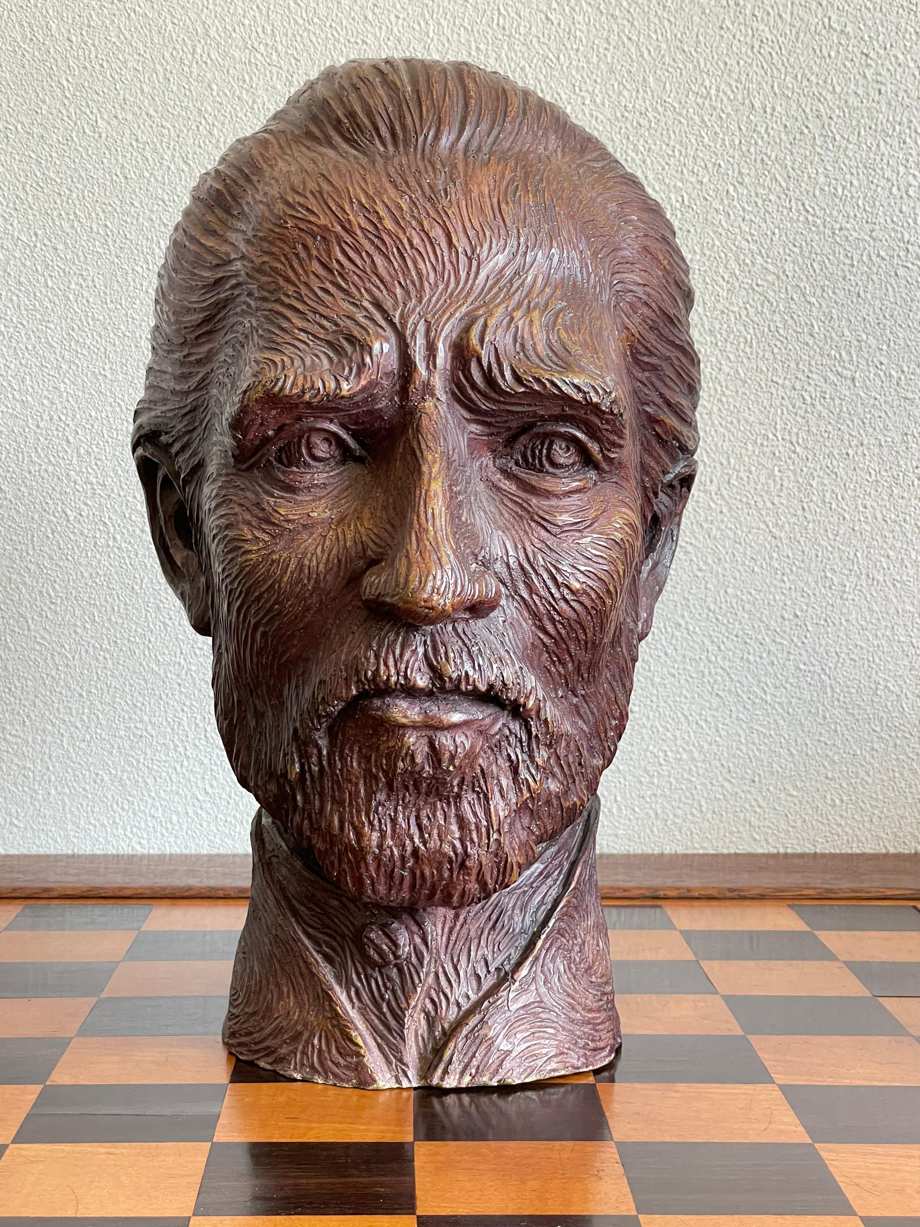 Unique and All Handcrafted Lifesize Vincent van Gogh Bronze Bust Sculpture For Sale 10