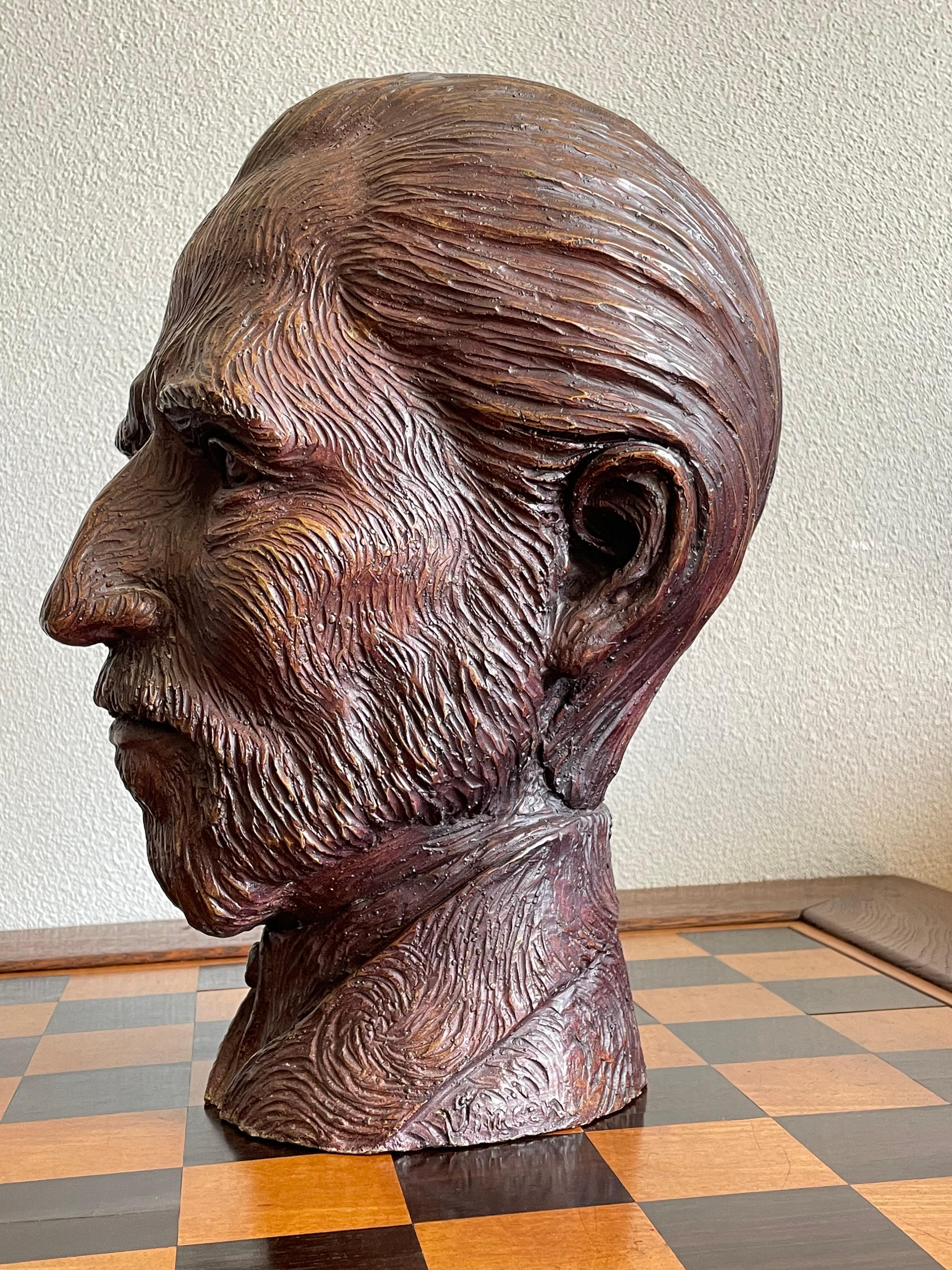 Einzigartige und handgefertigte lebensgroße Bronzeskulptur von Vincent van Gogh im Angebot 11