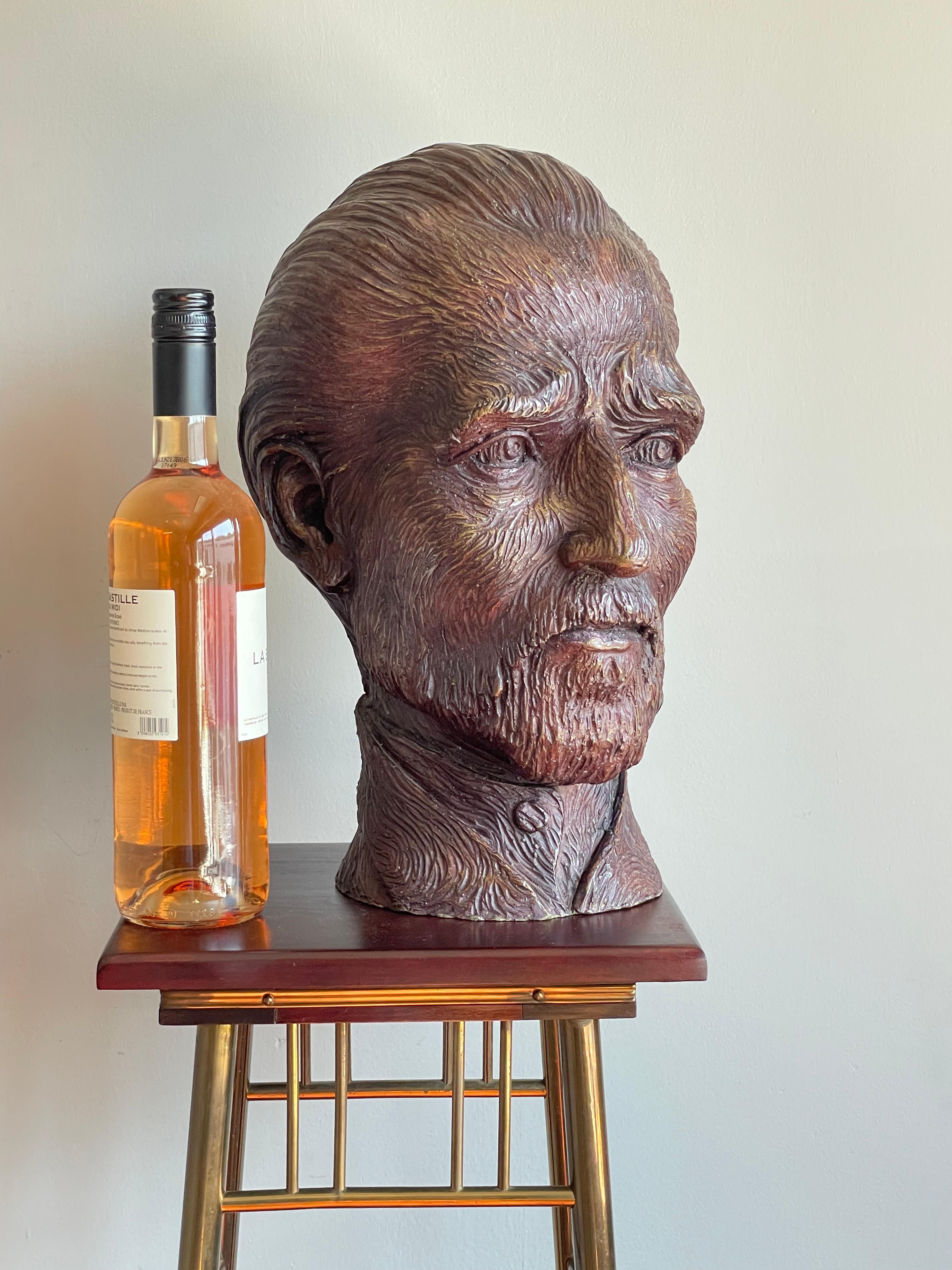 Einzigartige und handgefertigte lebensgroße Bronzeskulptur von Vincent van Gogh im Angebot 13