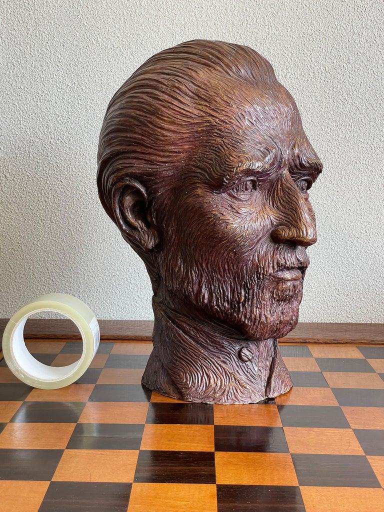 20th Century Unique and All Handcrafted Lifesize Vincent van Gogh Bronze Bust Sculpture For Sale