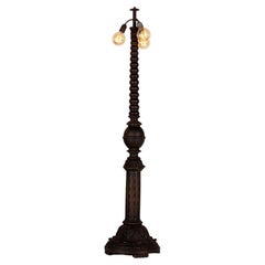 Lampadaire autrichien en chêne sculpté, style Art nouveau, années 1860-1870