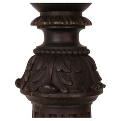 Unique and antique Austrian floor lamp stand, carved and turned : solid oak wood