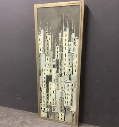 Unique and big triptych Mirror / reverse glass painting