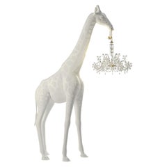 13 Feet Tall Life-Size White Giraffe Outdoor Chandelier, Designed by Marcantonio