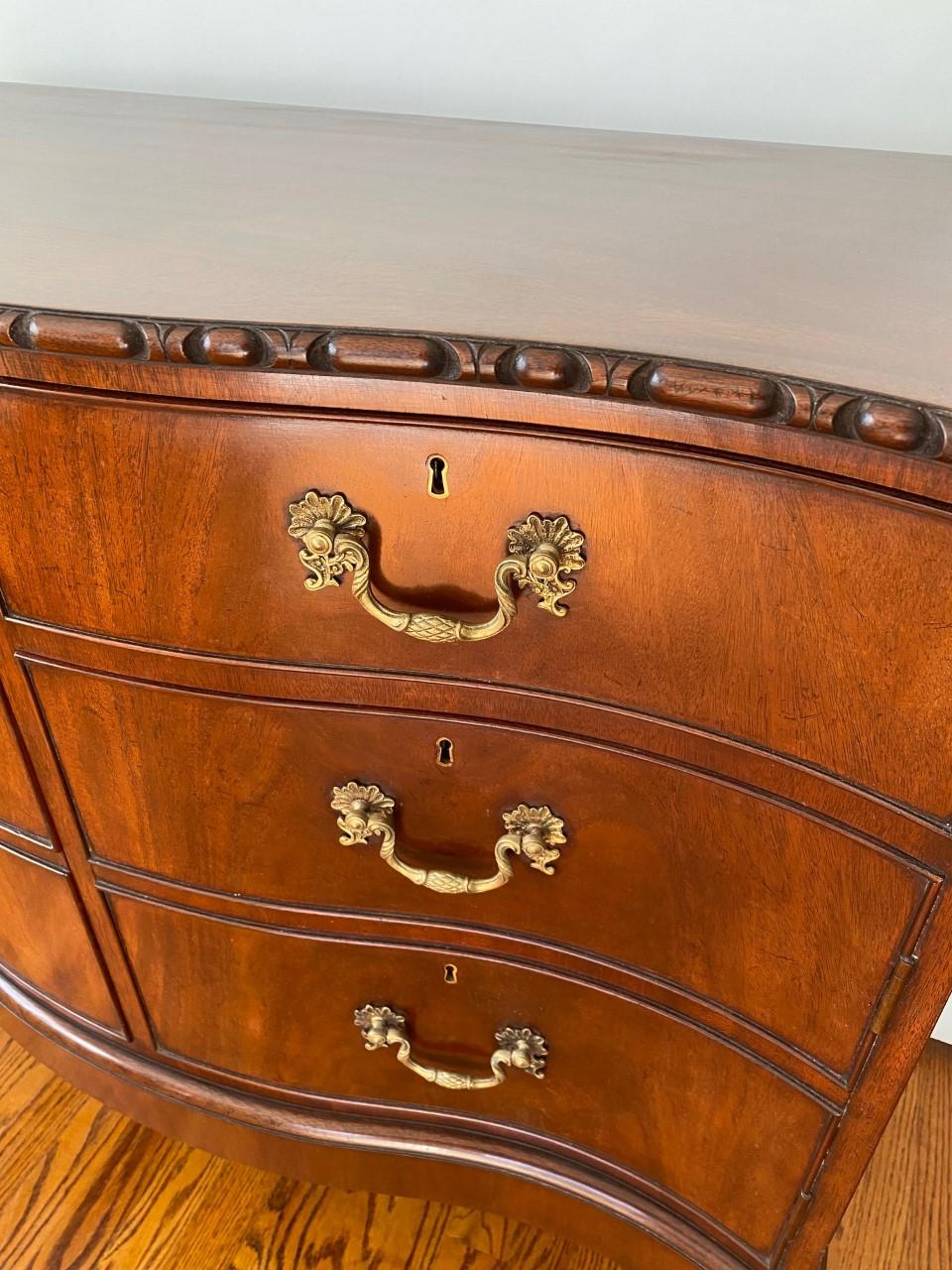 English-Made Mahogany Chippendale Style Hand Carved Commode on Stand; In Stock For Sale 4