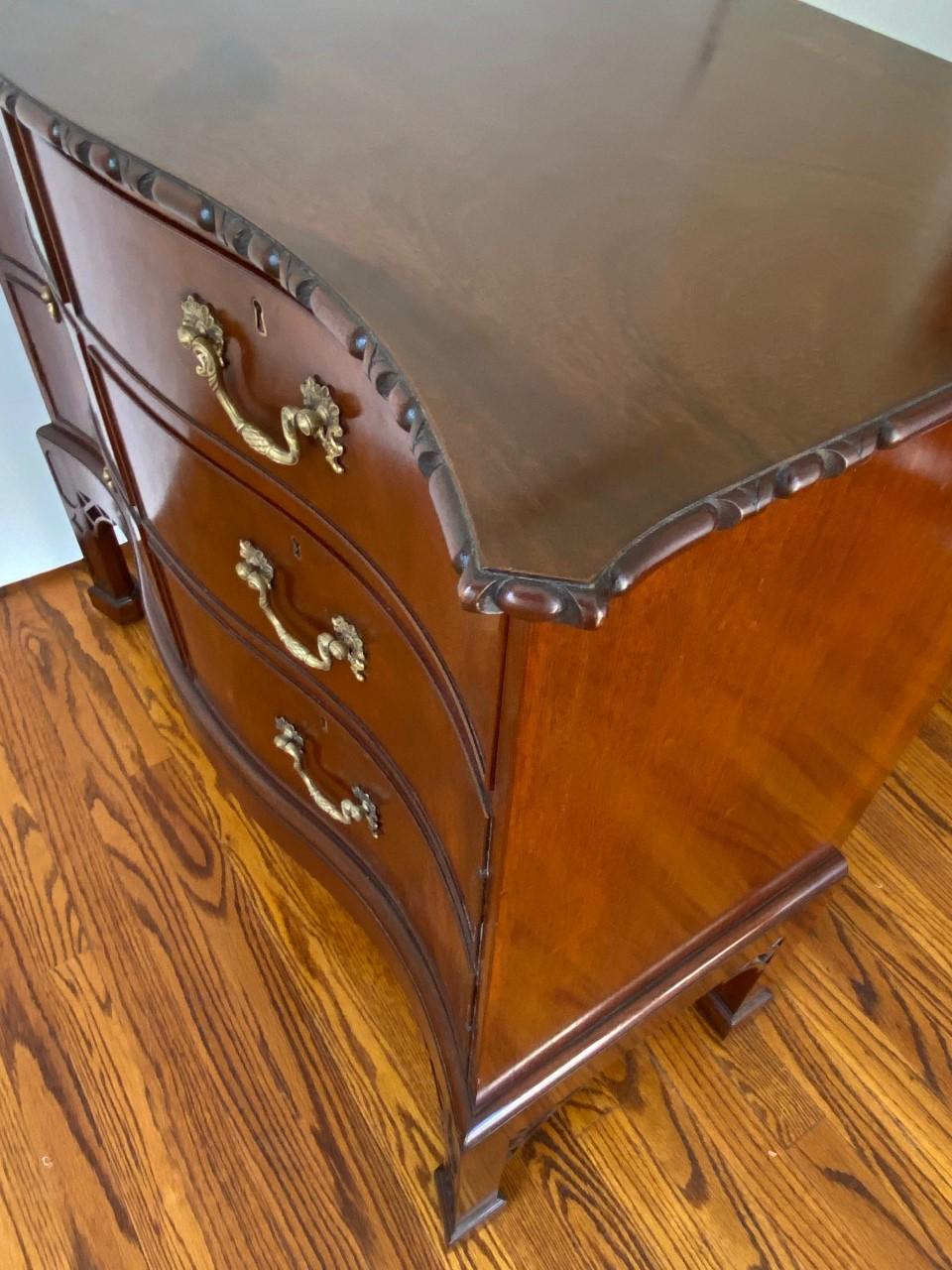 English-Made Mahogany Chippendale Style Hand Carved Commode on Stand; In Stock For Sale 9