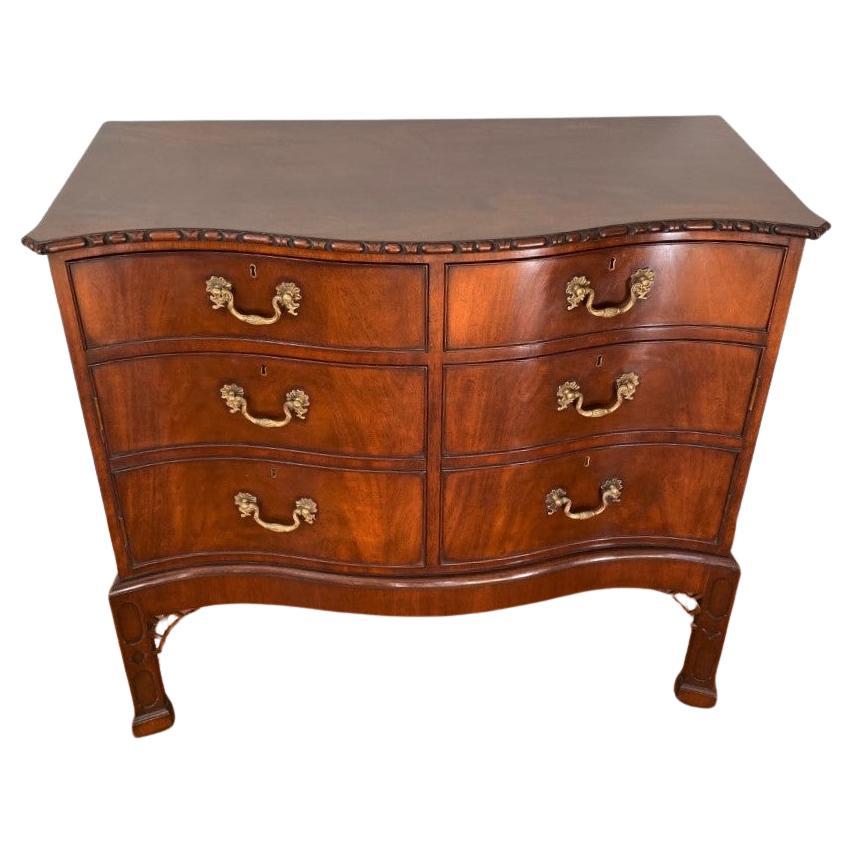 English-Made Mahogany Chippendale Style Hand Carved Commode on Stand; In Stock