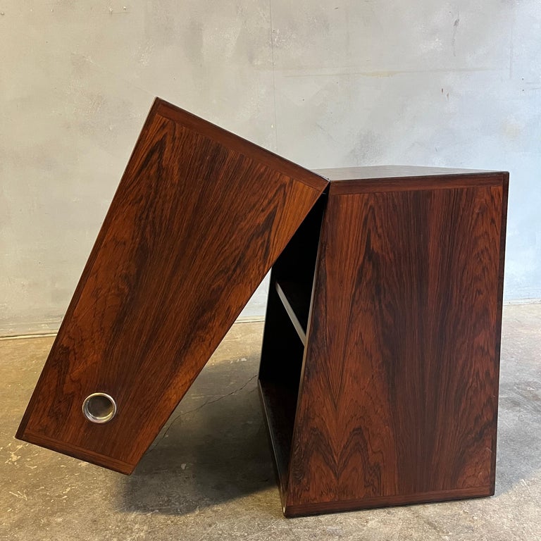 Mid-Century Modern Unique Folding Bookcase in Rosewood For Sale
