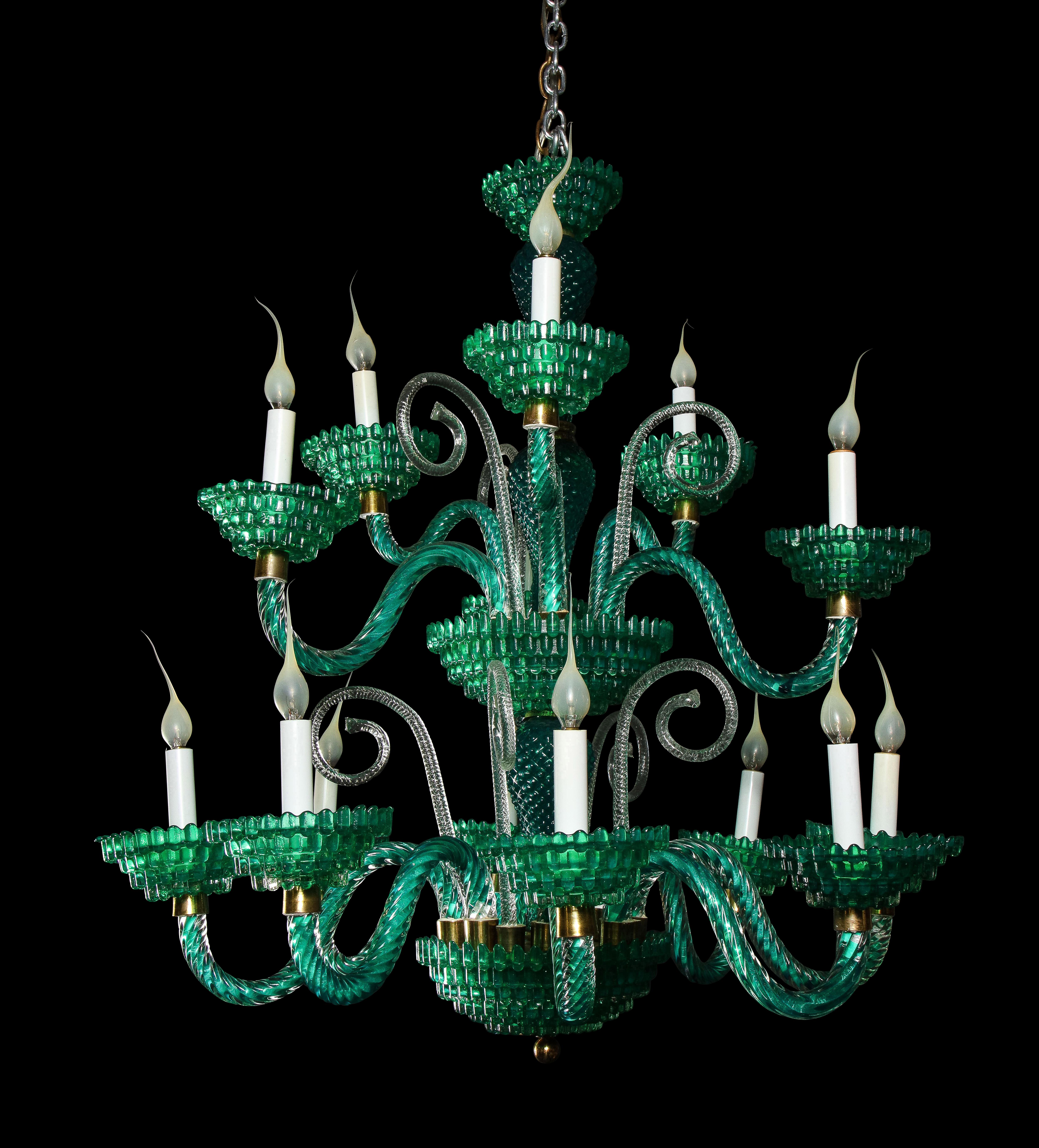 antique murano green glass chandelier