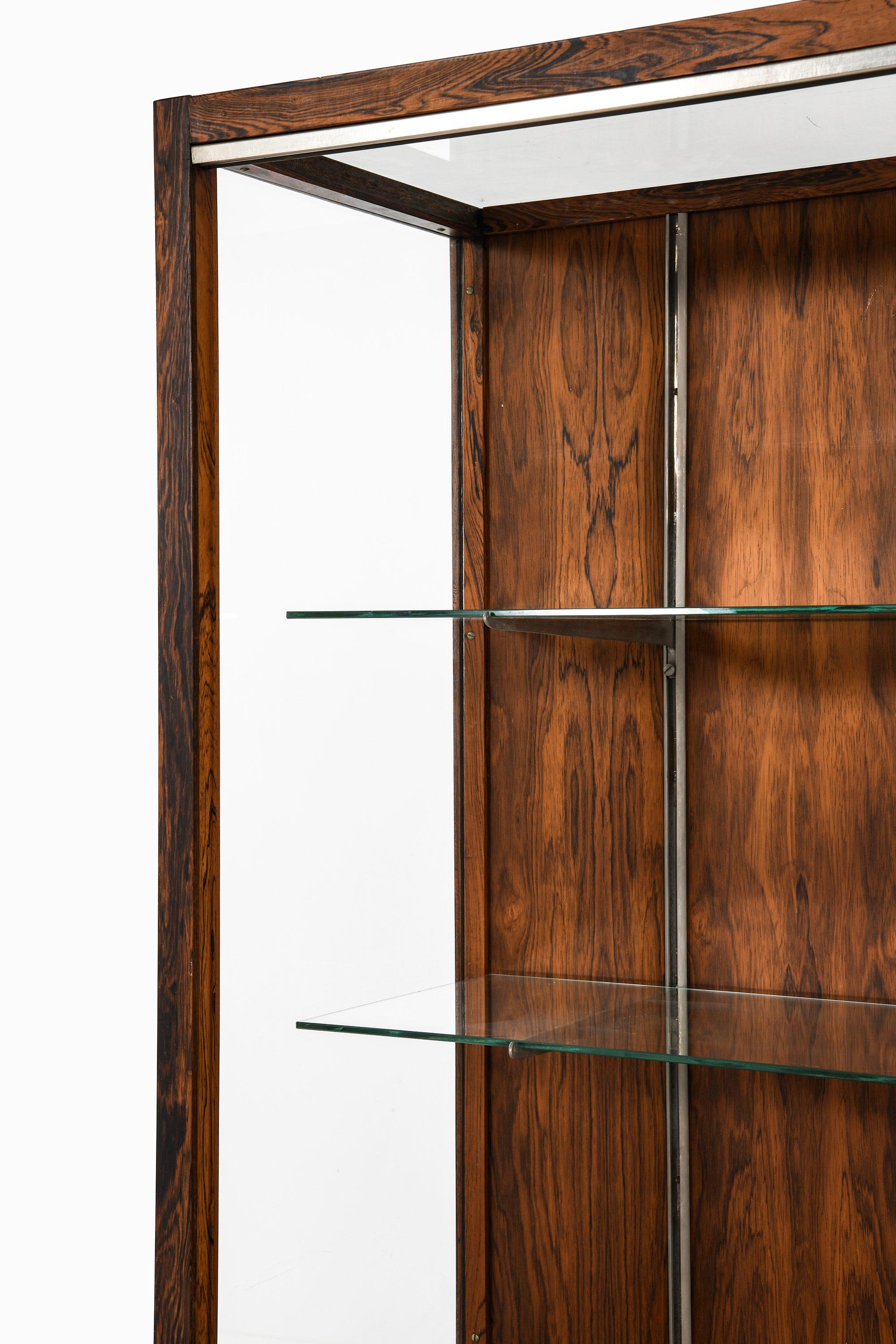 Scandinavian Modern Unique and Large Display Cabinet in Rosewood, Steel and Glass, 1960's For Sale