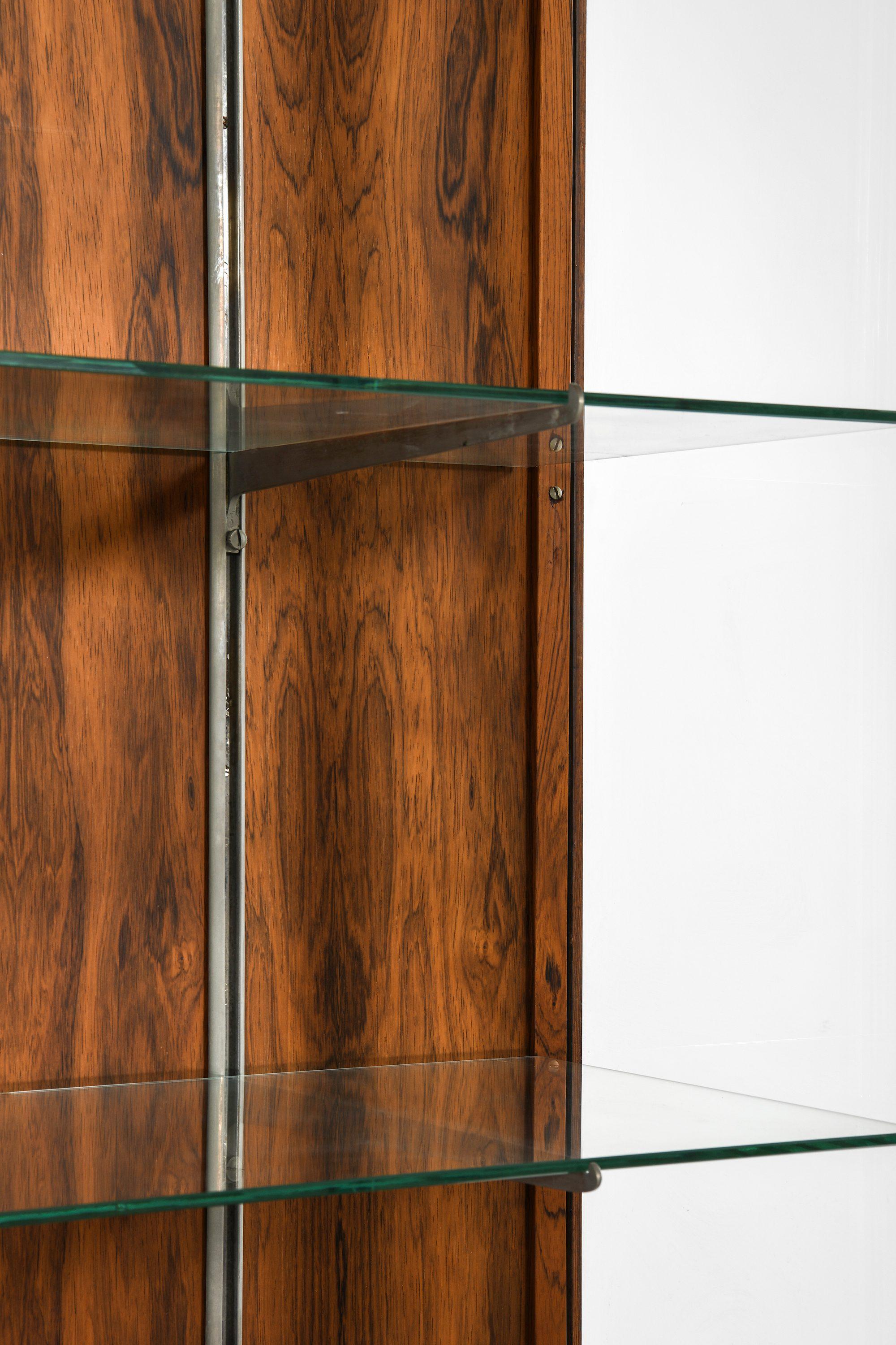 Danish Unique and Large Display Cabinet in Rosewood, Steel and Glass, 1960's For Sale