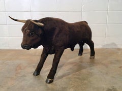 Unique and Large Vintage Handmade Folk Art Bull Sculptures