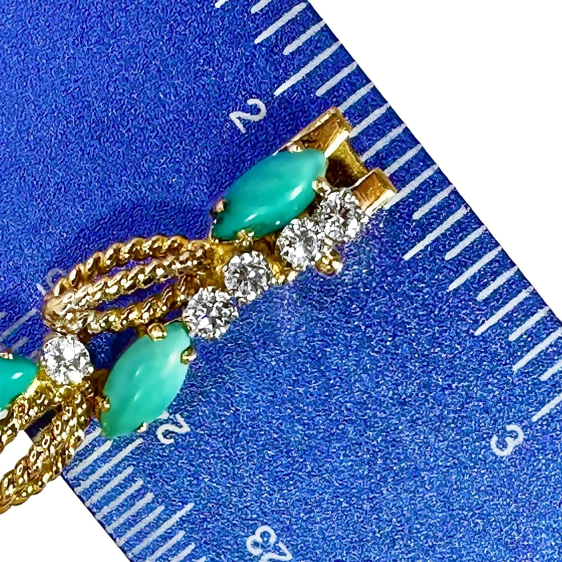 Women's Unique and Lovely Mid-20th Century Cocktail Necklace in Turquoise and Diamonds For Sale
