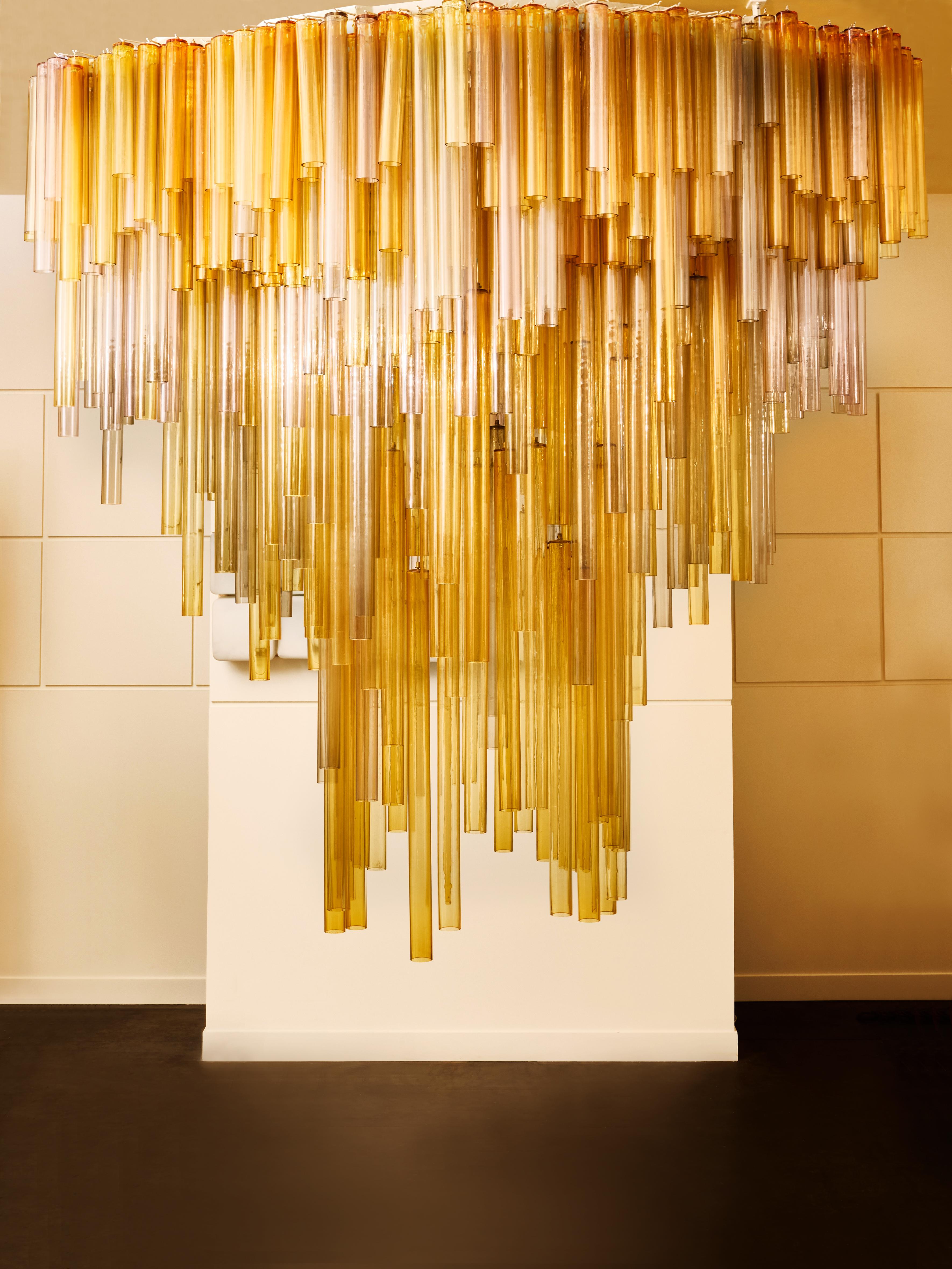 Mid-Century Modern Unique and Majestic Murano Glass Waterfall Chandelier For Sale