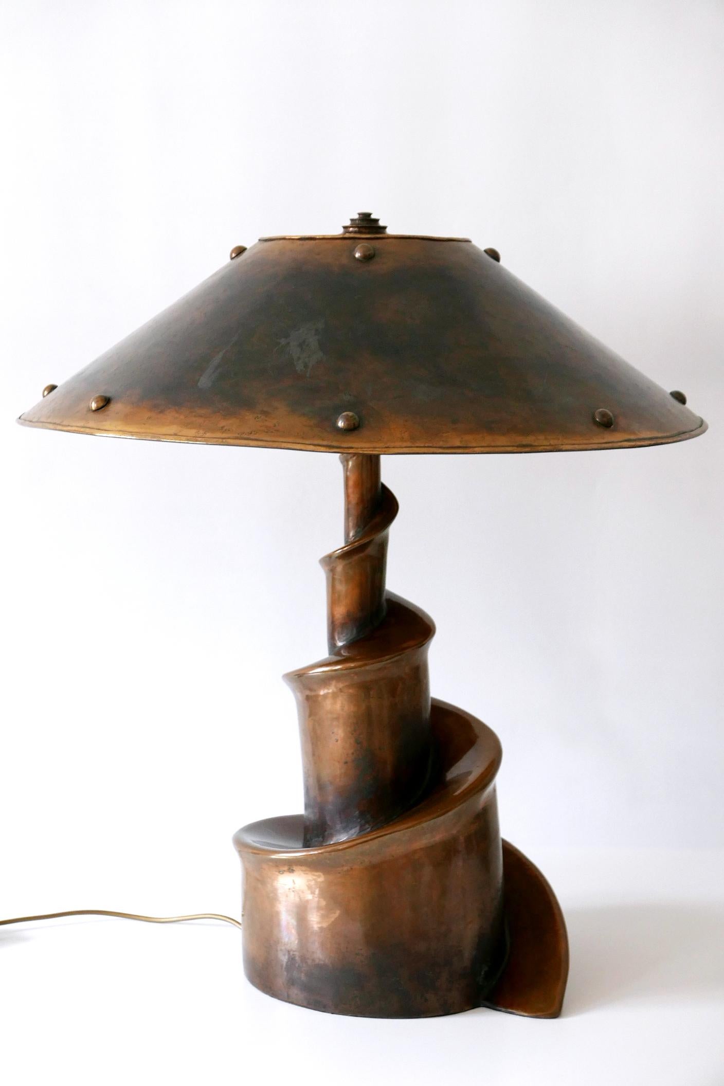 Cast Unique and Monumental Brutalist Bronze Table Lamp or Floor Light, 1980s, Germany