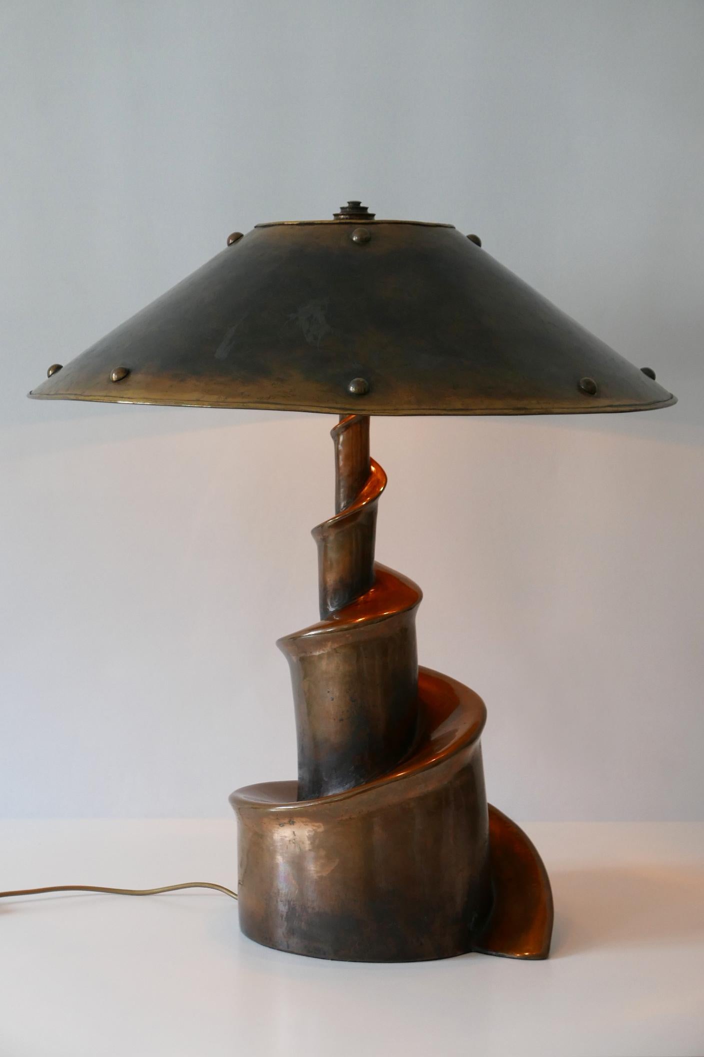 Brass Unique and Monumental Brutalist Bronze Table Lamp or Floor Light, 1980s, Germany