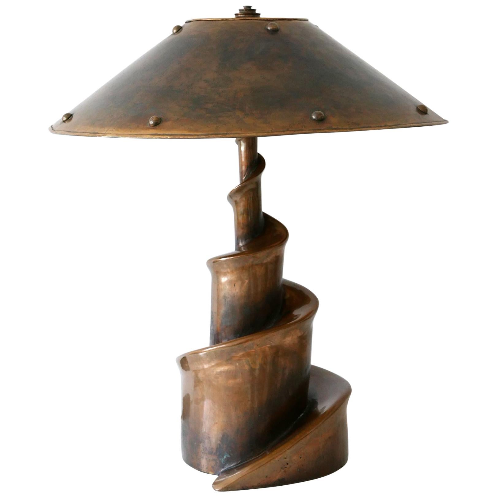 Unique and Monumental Brutalist Bronze Table Lamp or Floor Light, 1980s, Germany