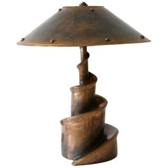 Unique and Monumental Brutalist Bronze Table Lamp or Floor Light, 1980s, Germany