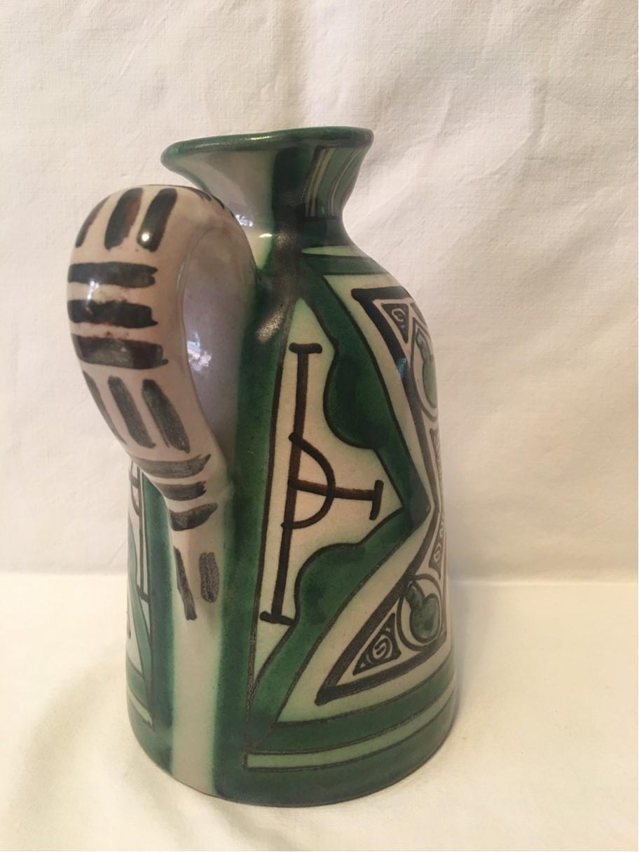 Unique and Powerful Ceramic Pitcher Signed by Domingo Punter of Spain For Sale 3
