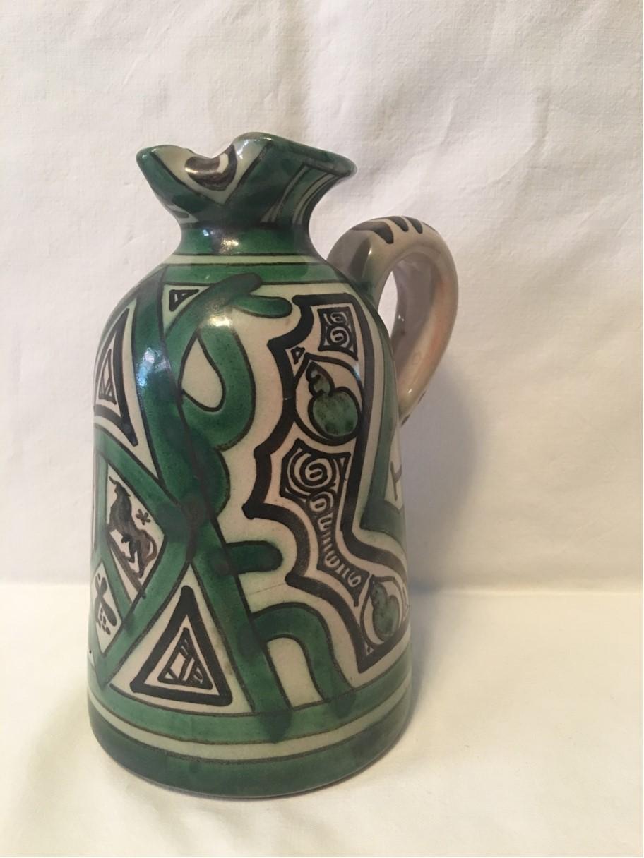 Spanish Unique and Powerful Ceramic Pitcher Signed by Domingo Punter of Spain For Sale