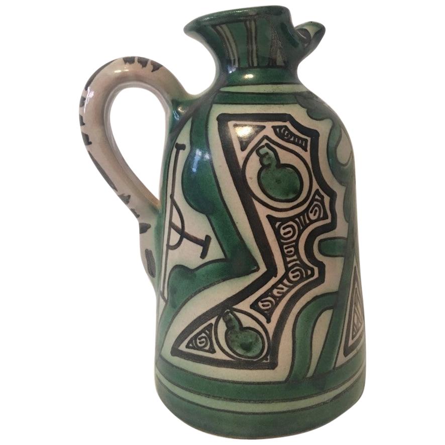 Unique and Powerful Ceramic Pitcher Signed by Domingo Punter of Spain For Sale